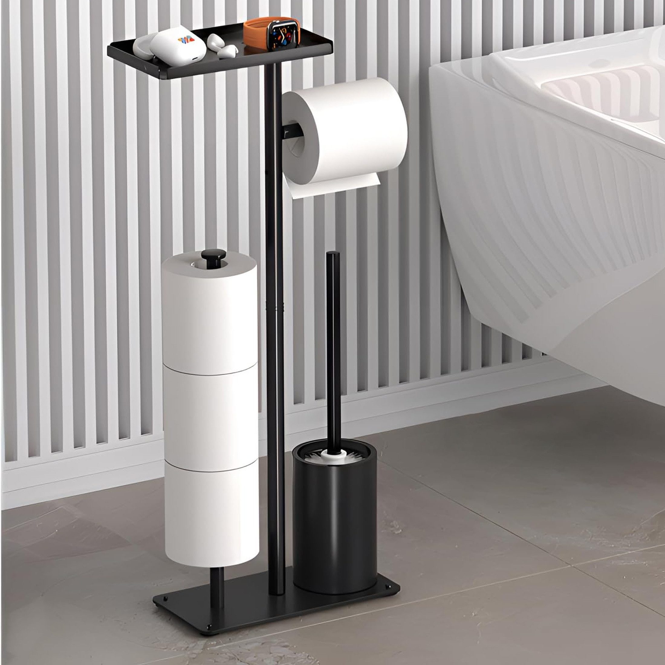 Masbekte WC-Garnitur 4 in 1 Stand-WC-Rollenhalter, günstig online kaufen