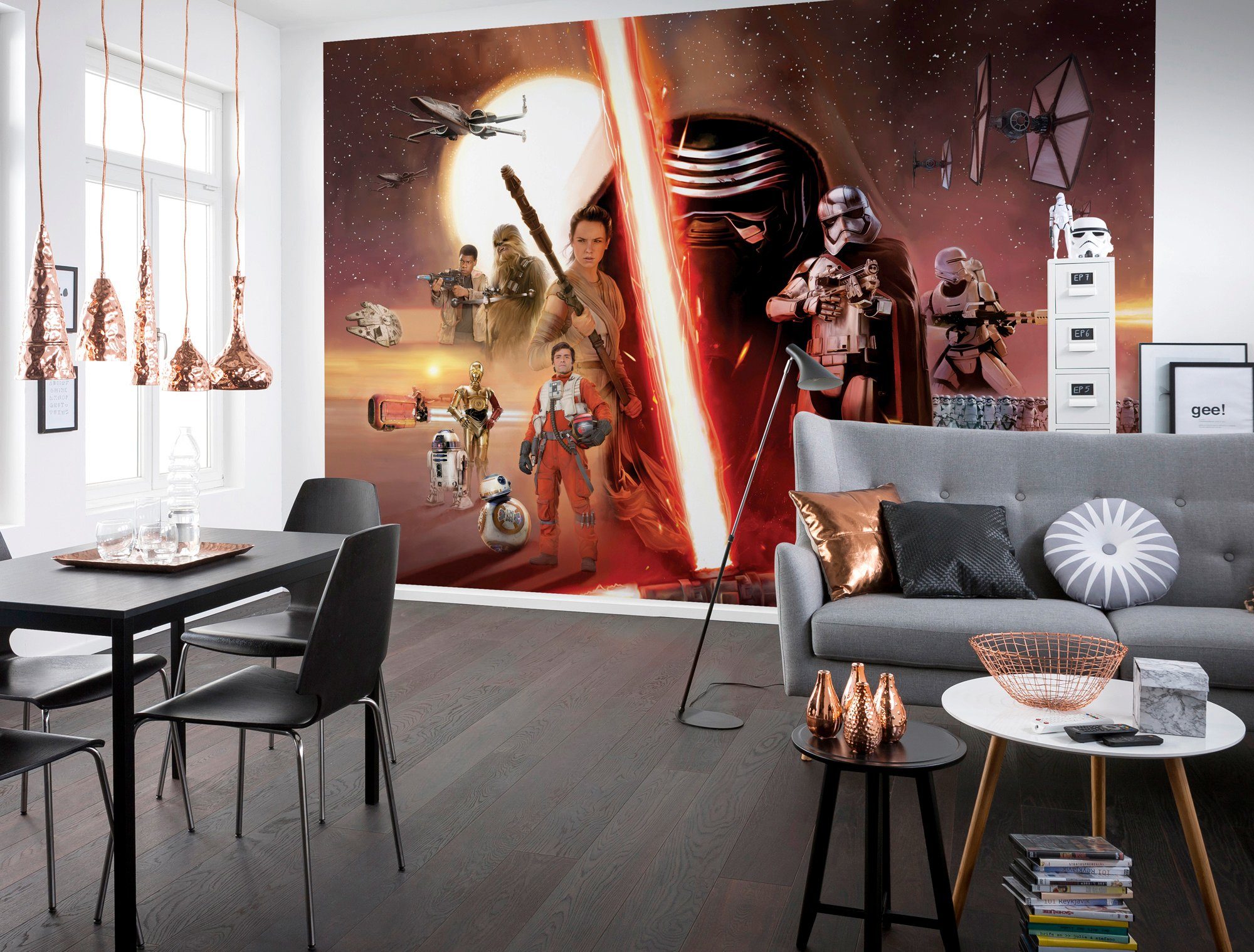 Komar Fototapete STAR WARS EP7 Collage - Größe 368 x 254 cm, glatt, bedruckt, Kinderzimmer