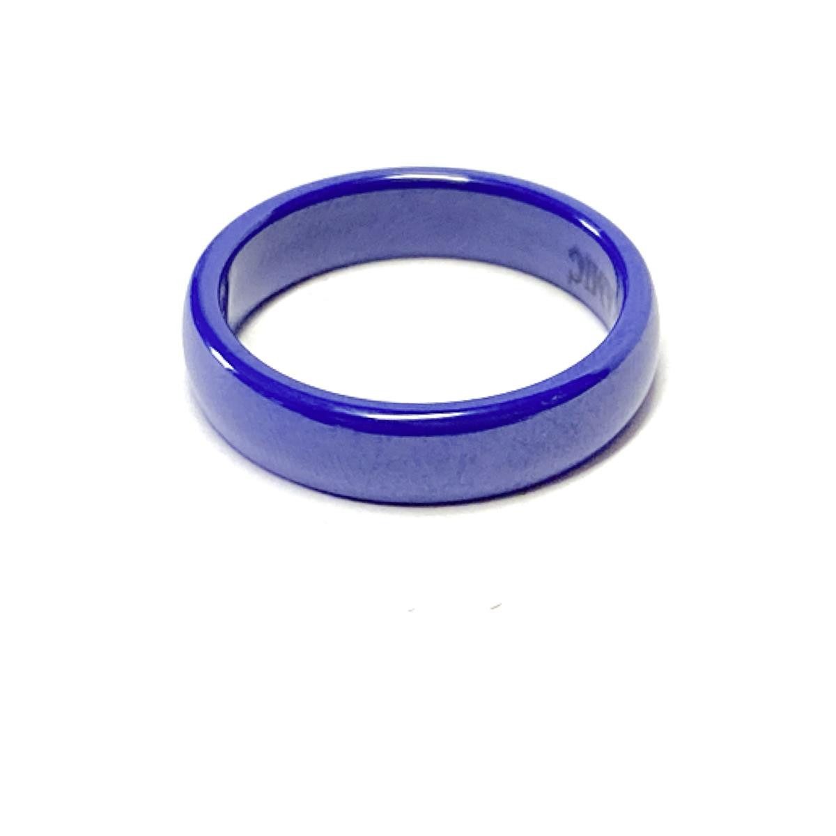 Edelschmiede925 Fingerring edler Keramik Ring halbrund blau 5 mm #58