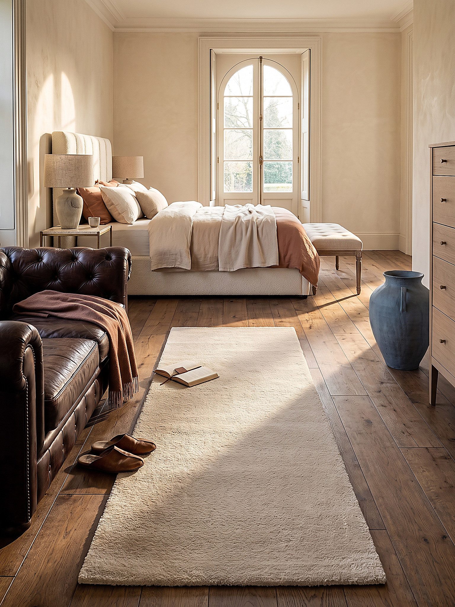 KADIMA DESIGN Teppich ALDAN Teppichläufer Beige 60x110 Uni Polyester Antirutsch Wohnraum, Läufer, Höhe: 18 mm, Trittschalldämmend, Strapazierfähig, Farbecht, Pf – Bild 2 von 5