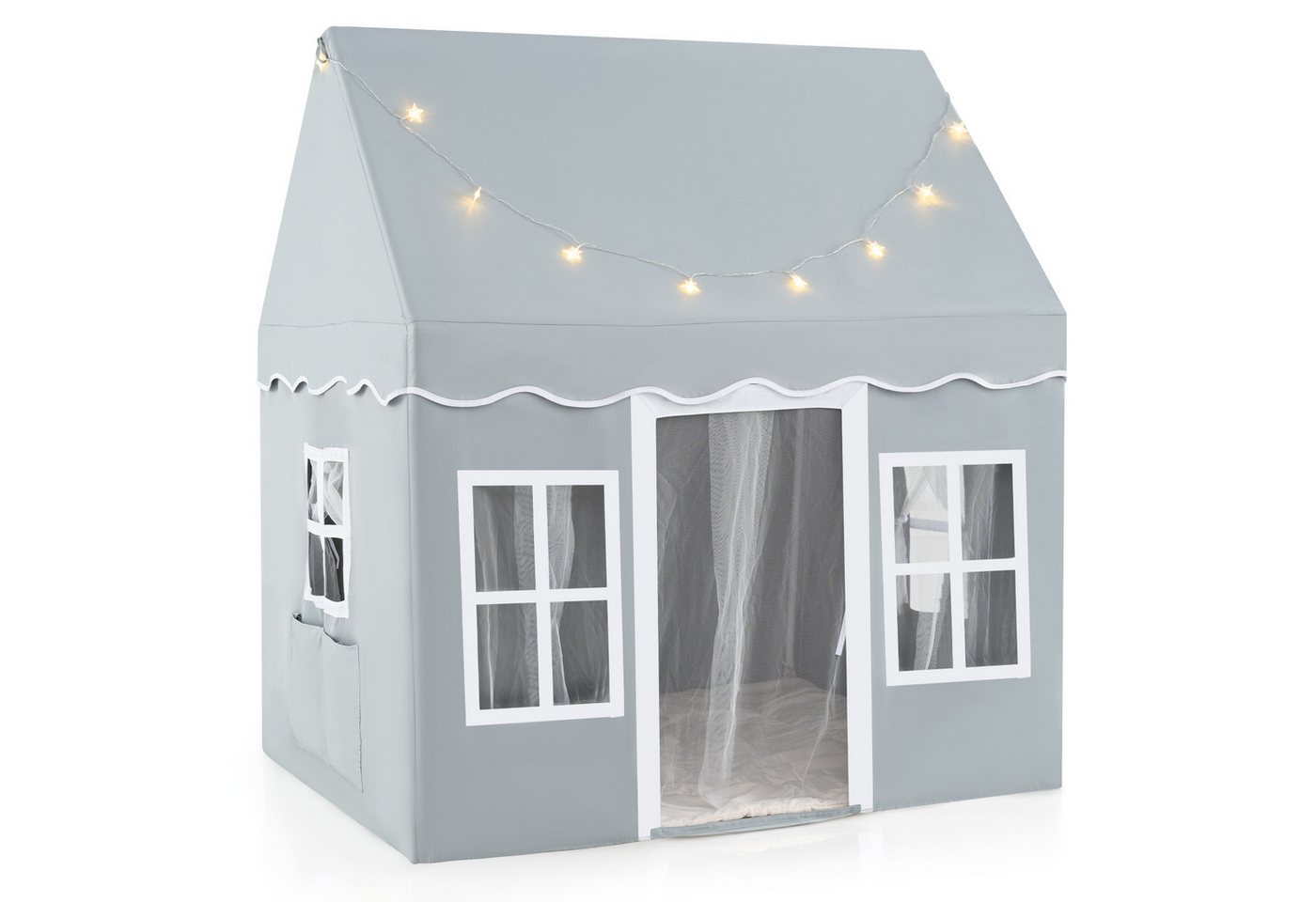 COSTWAY Spielzelt Indoor Kinderzelt, großes Spielzelt mit Sternenlichtern
