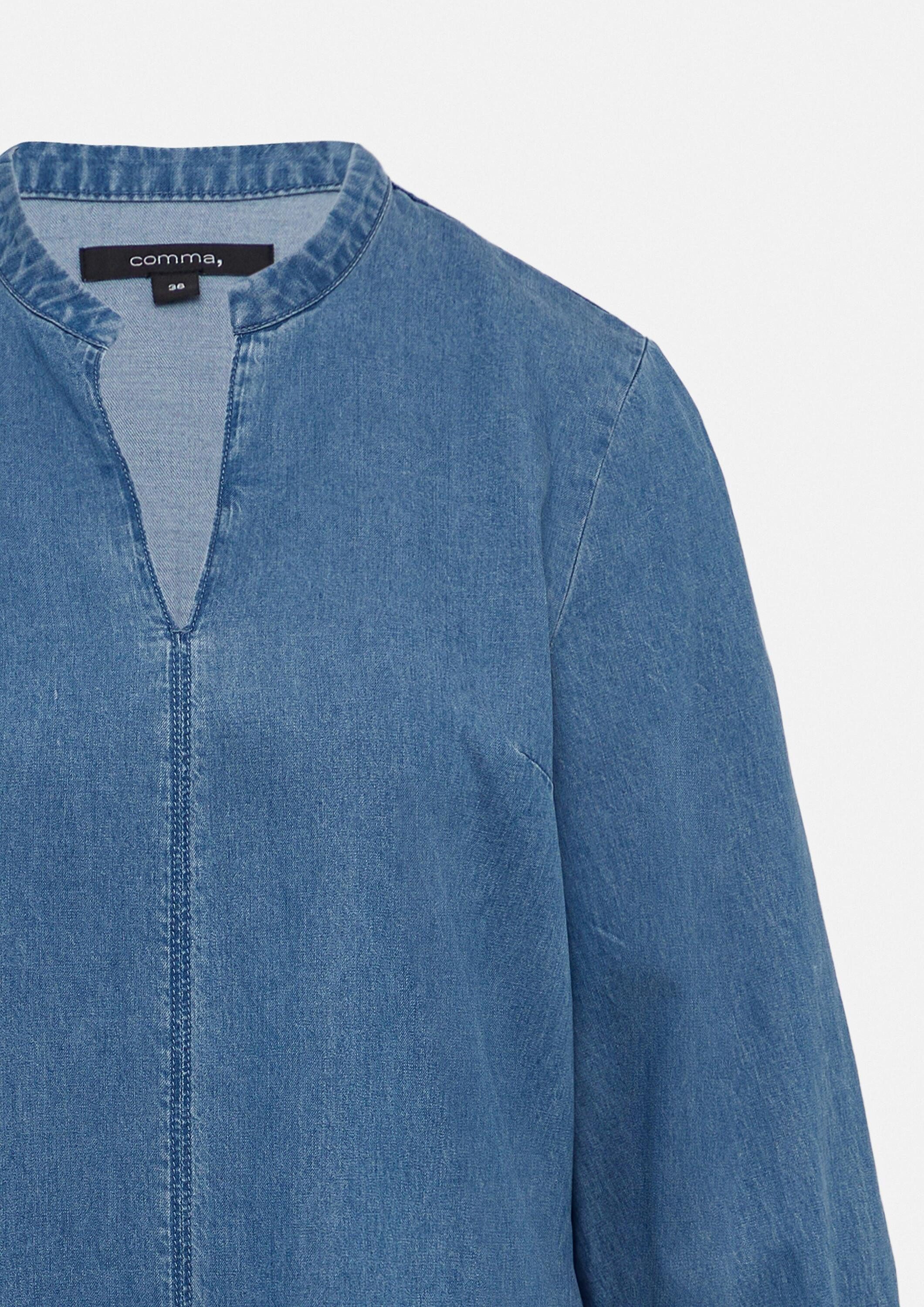 comma Minikleid Kleid Jeanskleid mit Eingrifftaschen aus fließendem Lyocellmix