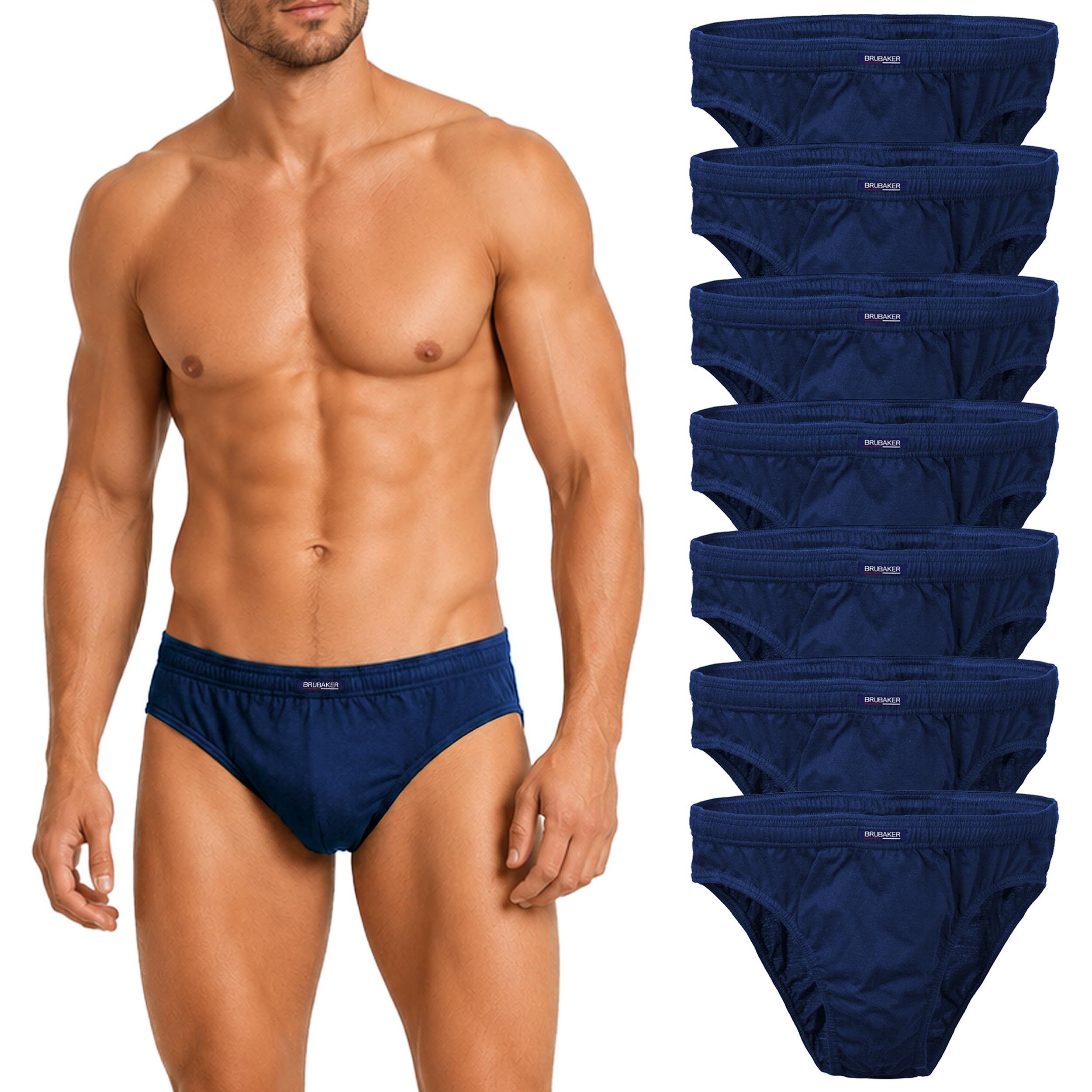 BRUBAKER Slip Herren Unterhose aus Baumwolle (Spar-Pack, 7-St., 7er-Pack) Großpackung Männer Unterwäsche, sehr bequeme Passform