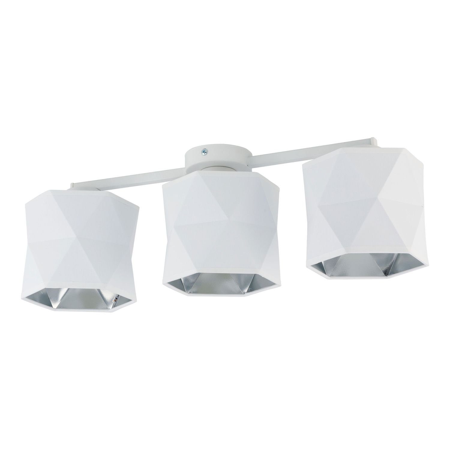 Licht-Erlebnisse Deckenleuchte THALNAU, ohne Leuchtmittel, Weiß Silber 3-flammig E27 60 cm lang Stoff Wohnzimmer | Deckenlampen