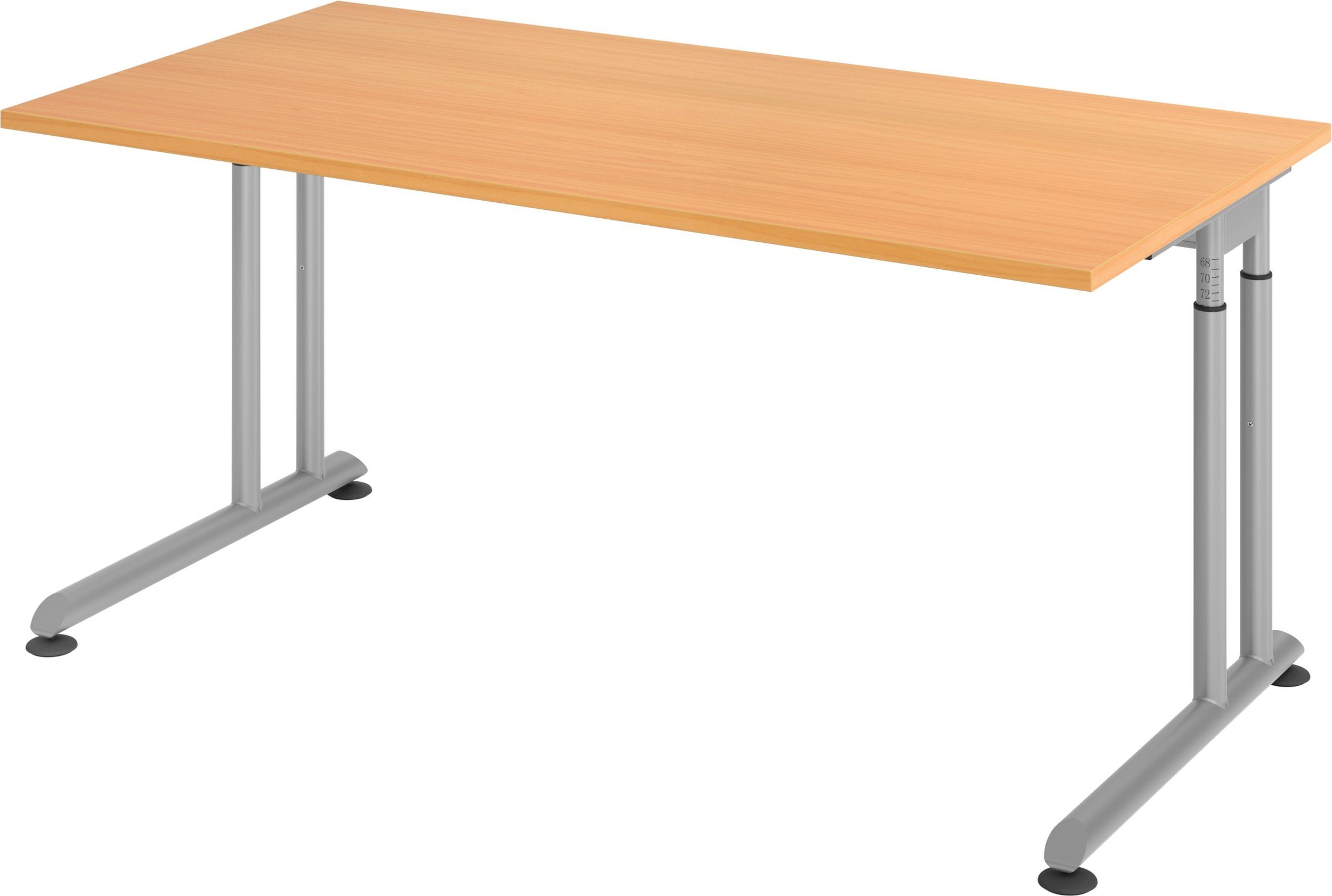 bümö Schreibtisch Schreibtisch Serie-Z, Rechteck: 160 x 80 cm - Dekor: Buche - Gestell: Silber