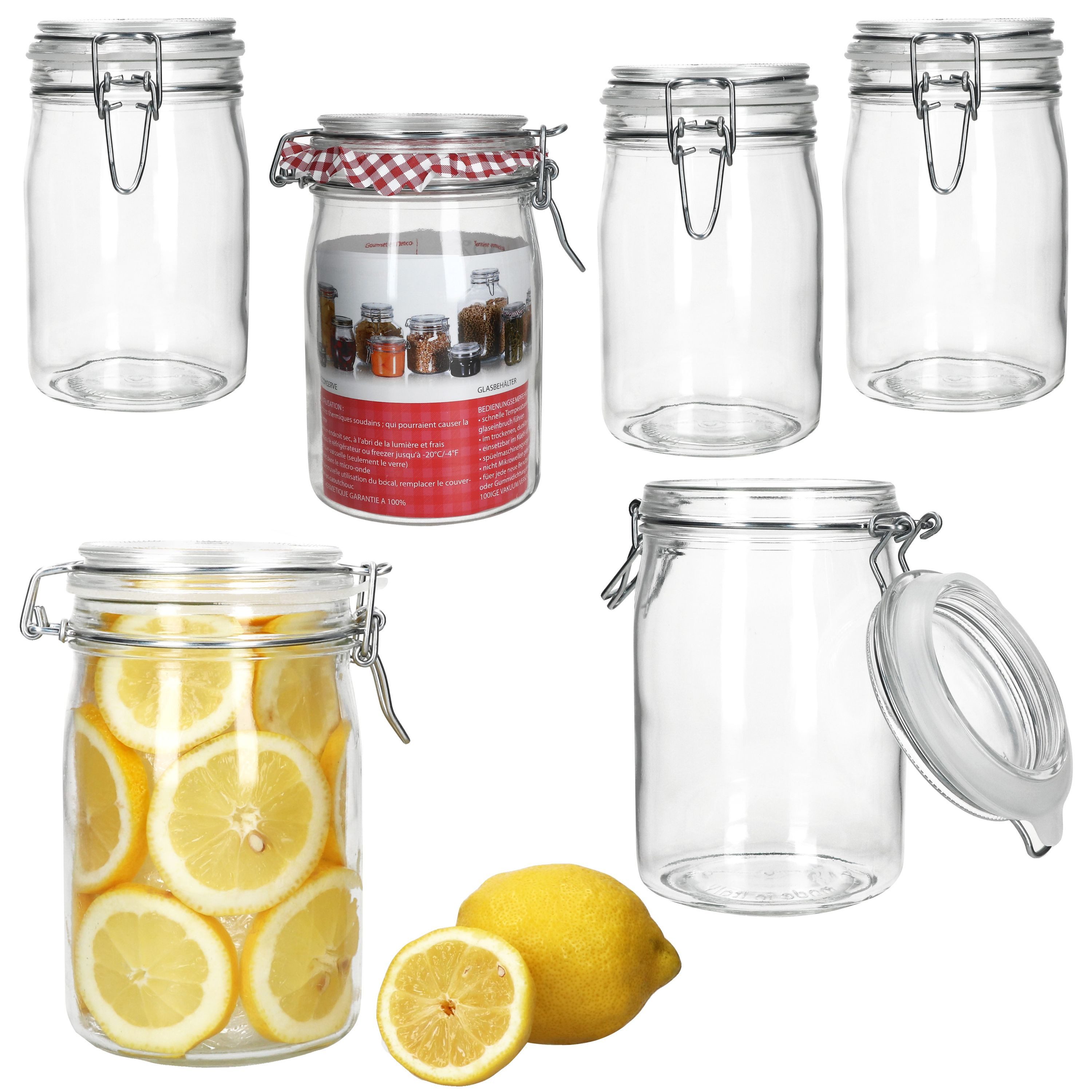 MamboCat Vorratsglas 6x NORMA Vorratsglas 1L aus Glas mit Bügelverschluss Einmachgläser, Glas