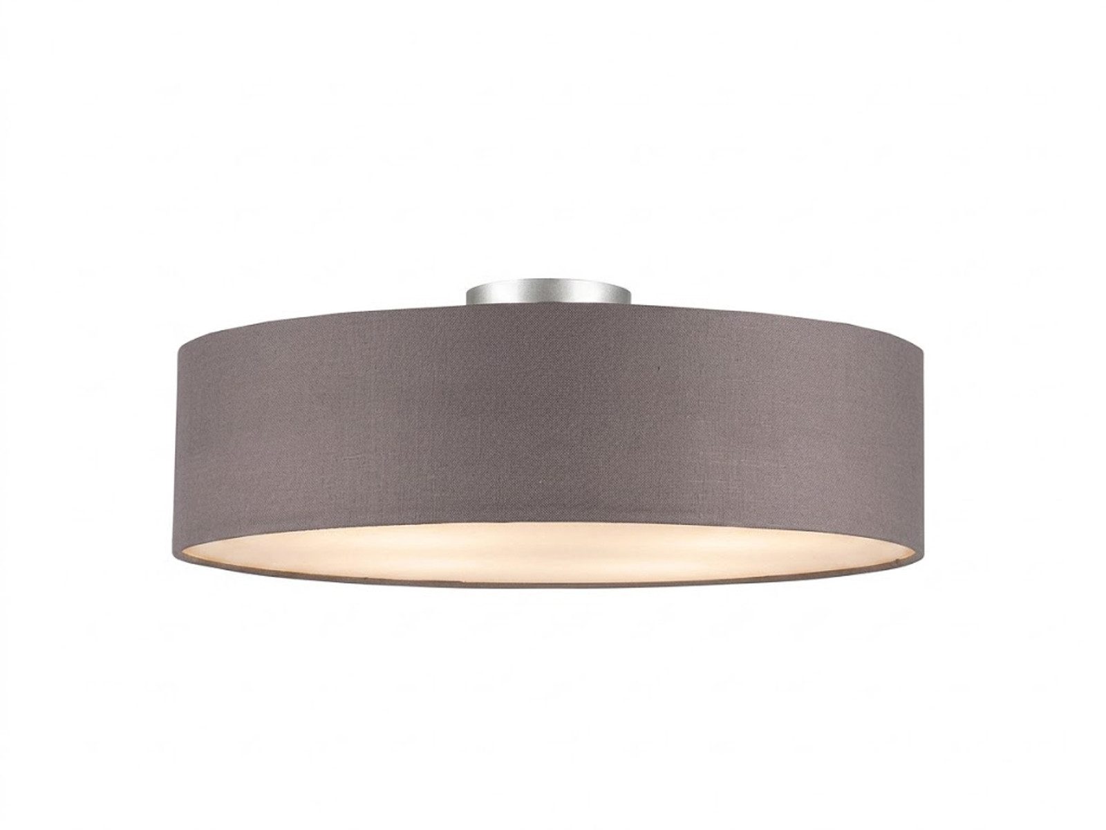 meineWunschleuchte Deckenleuchte mit Stoff Lampenschirm Grau Braun Ø 50cm, ohne Leuchtmittel, große Stoff-Lampe, gemütliche Deckenlampe, E14 Schlafzimmerlampe