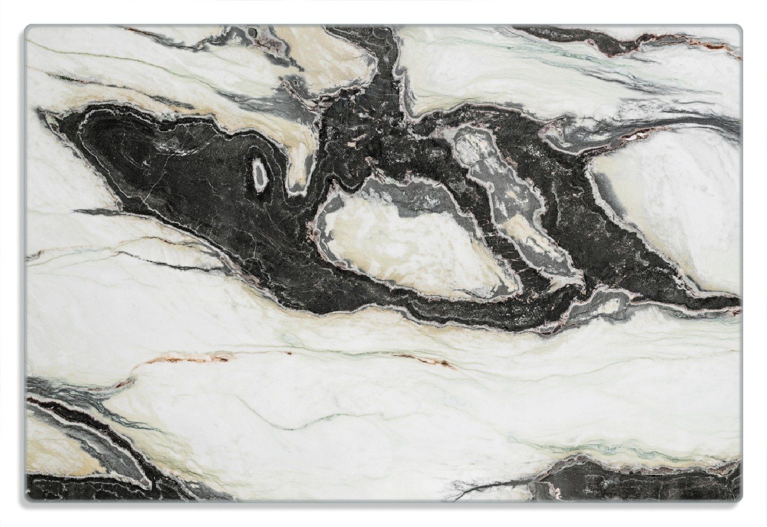 Wallario Frühstücksbrett Schwarz-Weiße Marmor-Optik, (inkl. rutschfester Gummifüße 4mm, 1-St), 20x30cm