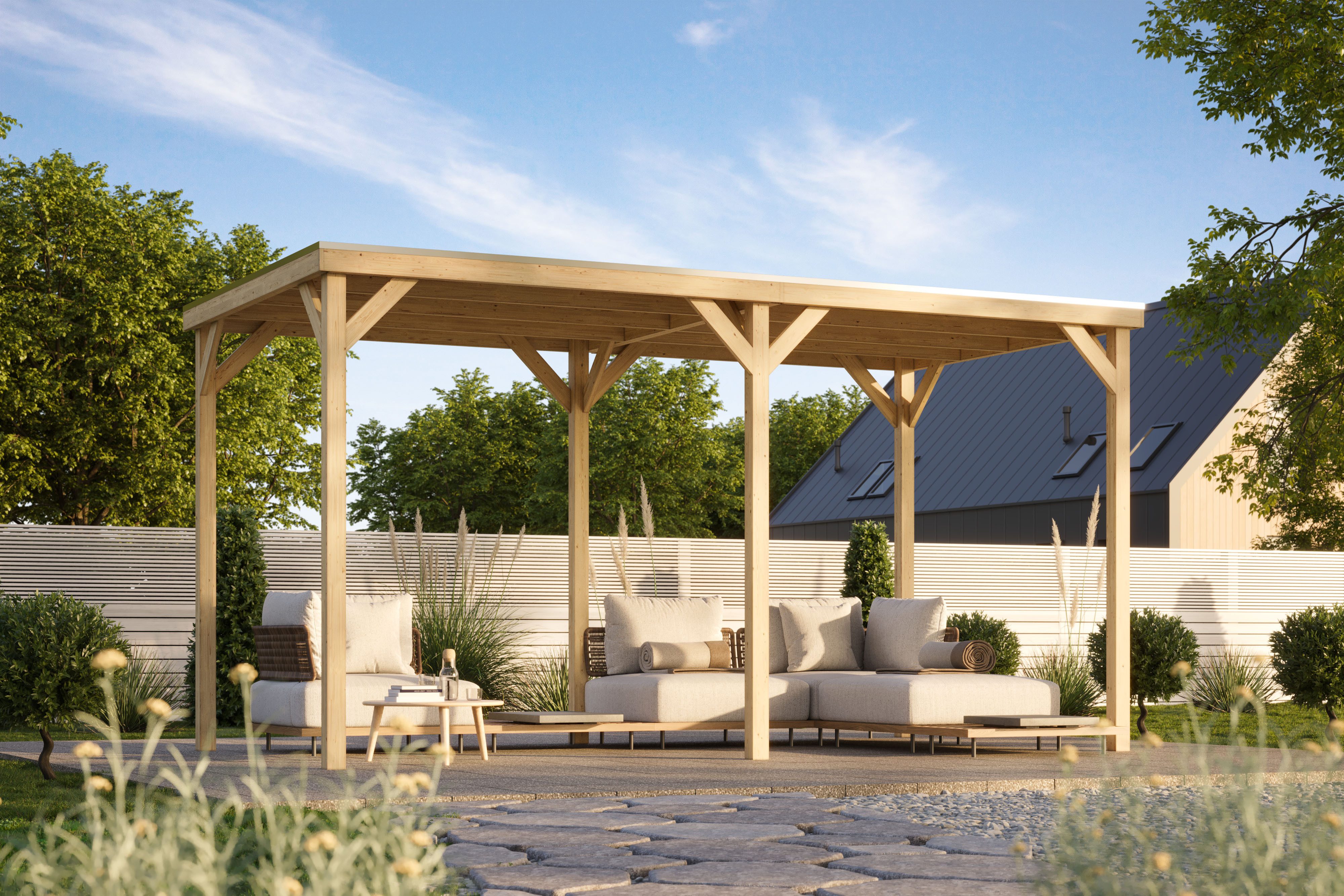 Karibu Holzpavillon Pergola Quadratus, verschiedene Größen