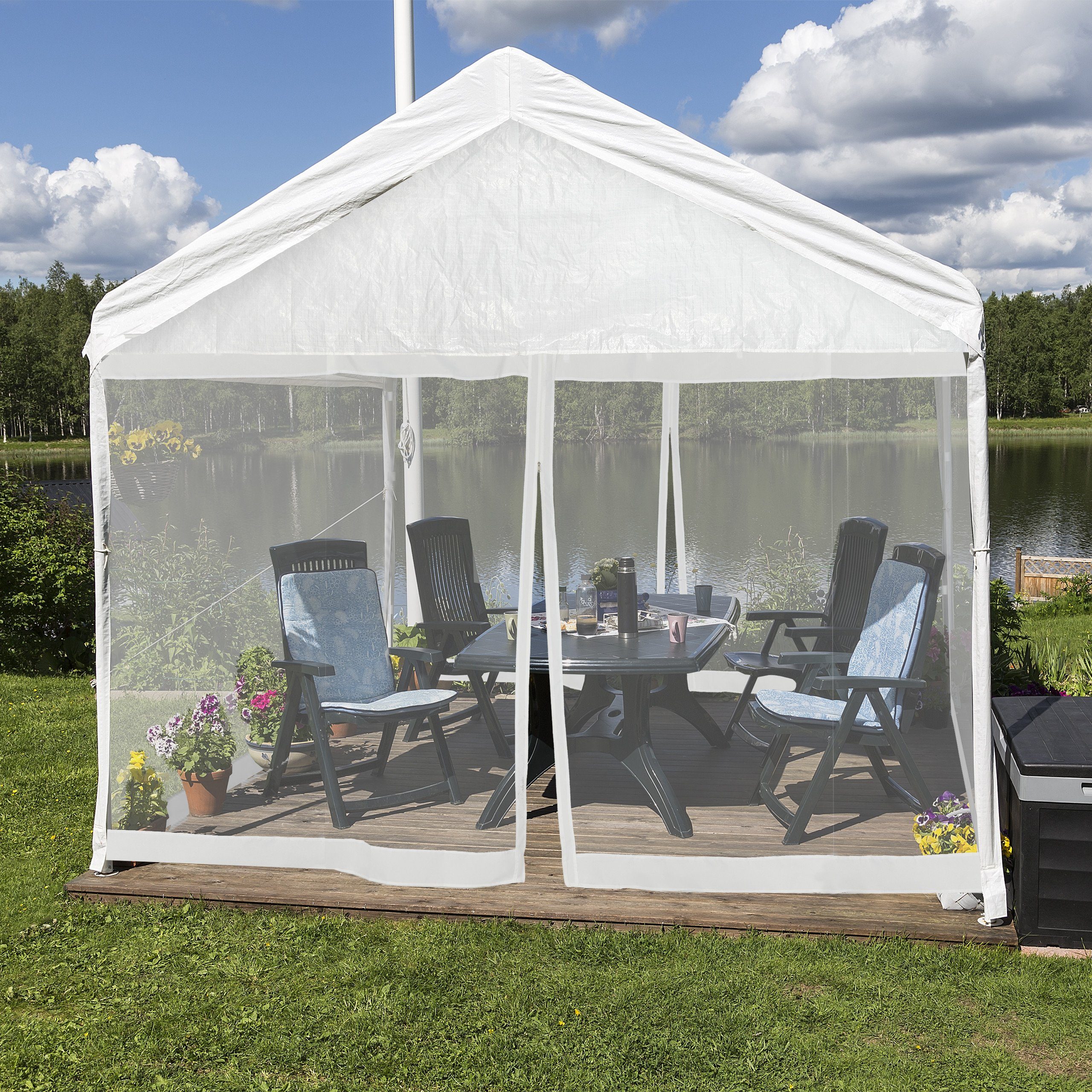 relaxdays Pavillonseitenteil Moskitonetz für 3x3m Pavillon weiß, 1200x200 cm
