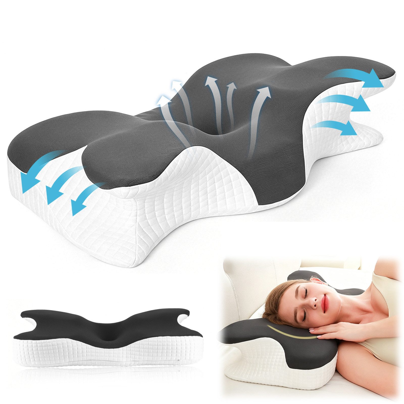 Nackenstützkissen Ergonomisches Nackenkissen Memory Schaum Orthopädisches Kopfkissen