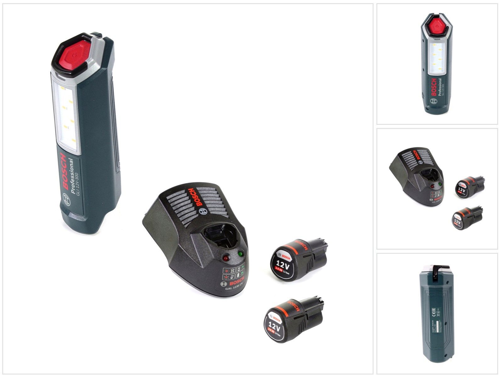 Bosch Professional Baustrahler Professional GLI 12V-300 Akku Lampe + 2x GBA 12 V 3,0 Ah Akku + GAL 1