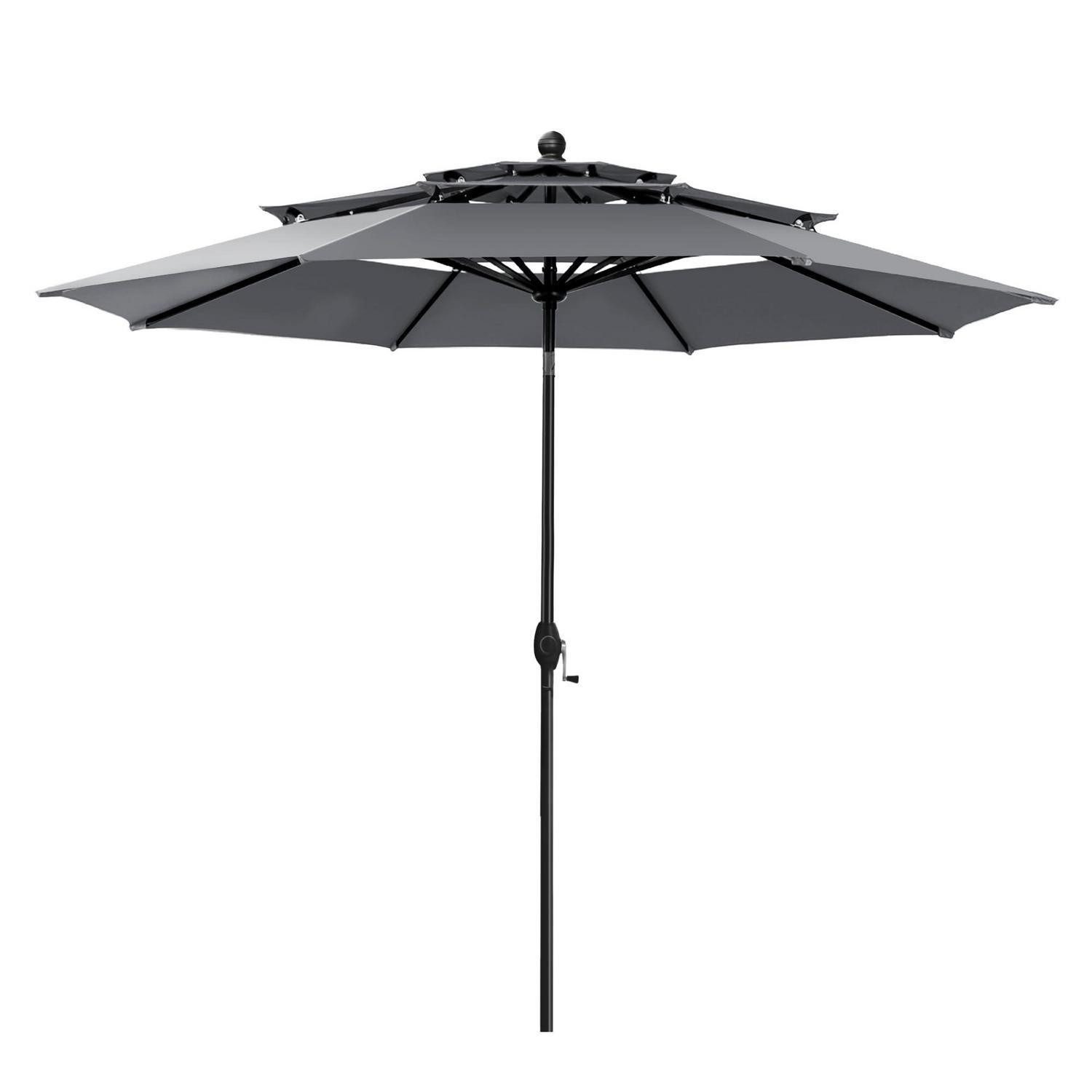 LuxusKollektion Balkonschirm Balkonschirm 300cm Grey UV Schutz Kurbel Kippfunktion