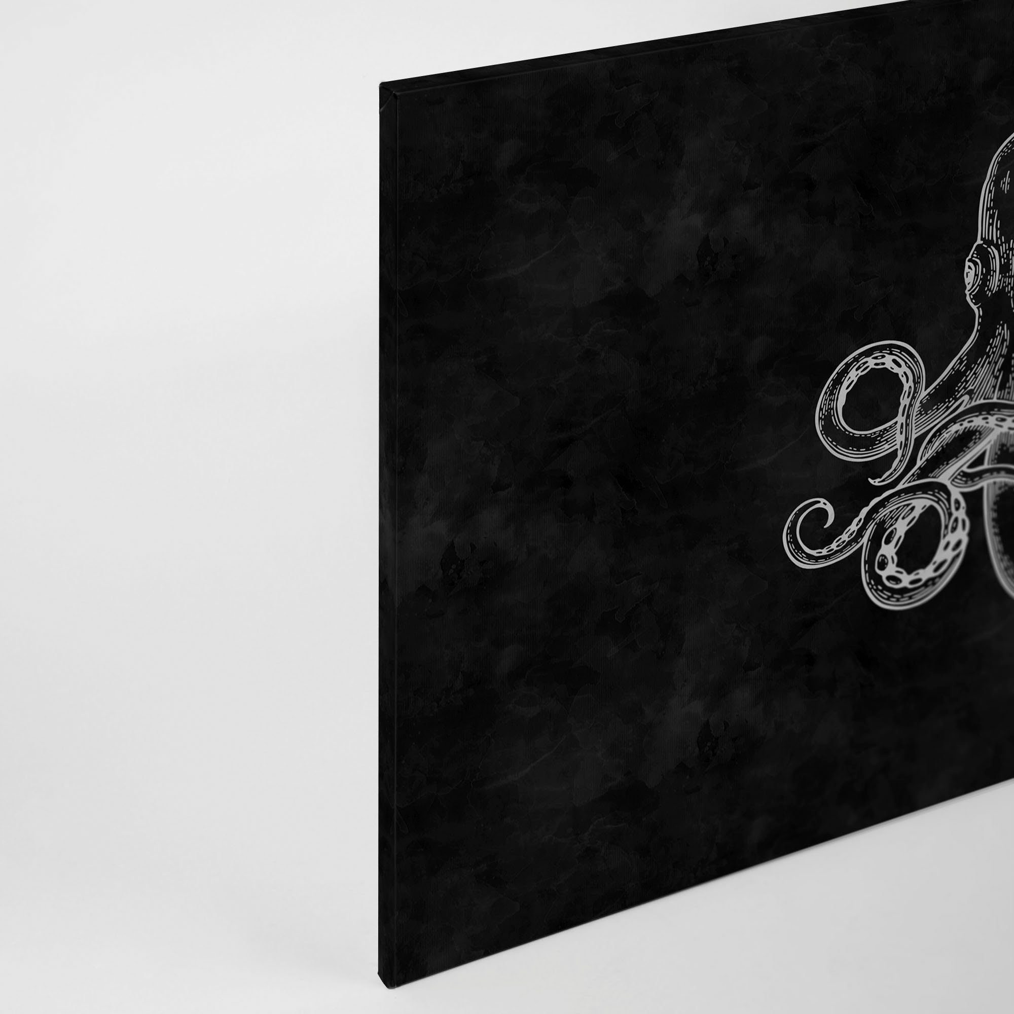 St), Création 4, Schwarz-Weiß A.S. blackboard Keilrahmen Leinwandbild Octopus Bild Tafel (1