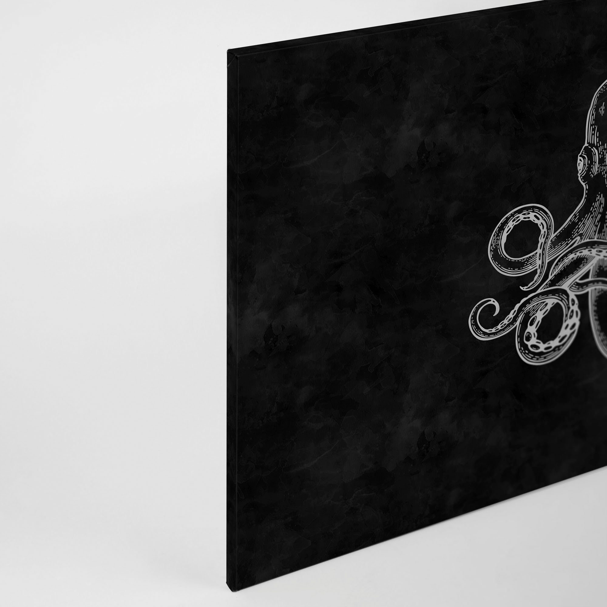 A.S. Création Leinwandbild blackboard 4, Gemälde, Kinder, Kunst (1 St), Schwarz-Weiß Octopus Keilrahmen Tafel Leinwand-Bild Wohnzimmer modern