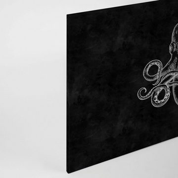 A.S. Création Leinwandbild blackboard 4, (1 St), Schwarz-Weiß Octopus Keilrahmen Bild Tafel