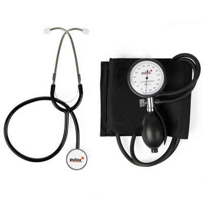 pulox Blutdruckmessgerät manuelles ANEROID Sphygmomanometer und Flachkopf-Stethoskop - Set