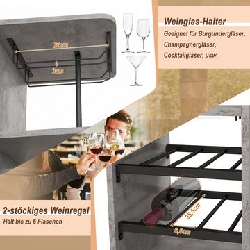 KOMFOTTEU Bartisch mit Barhocker (Set, 3-St), mit Glashalter & Lagerregalen
