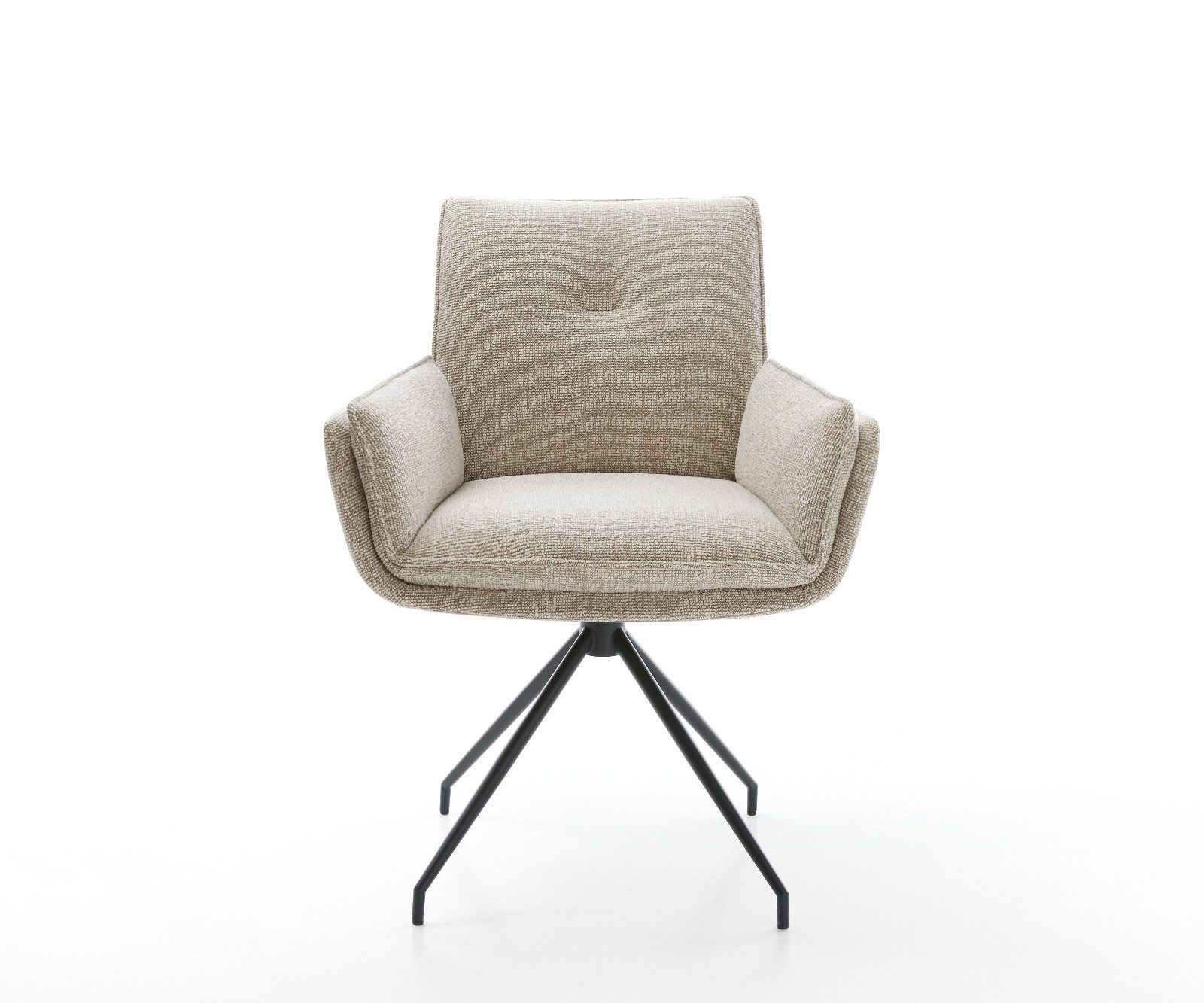 DELIFE Polsterstuhl Nela-Flex, Kreuzgestell konisch Schwarz Webstoff Soft Beige