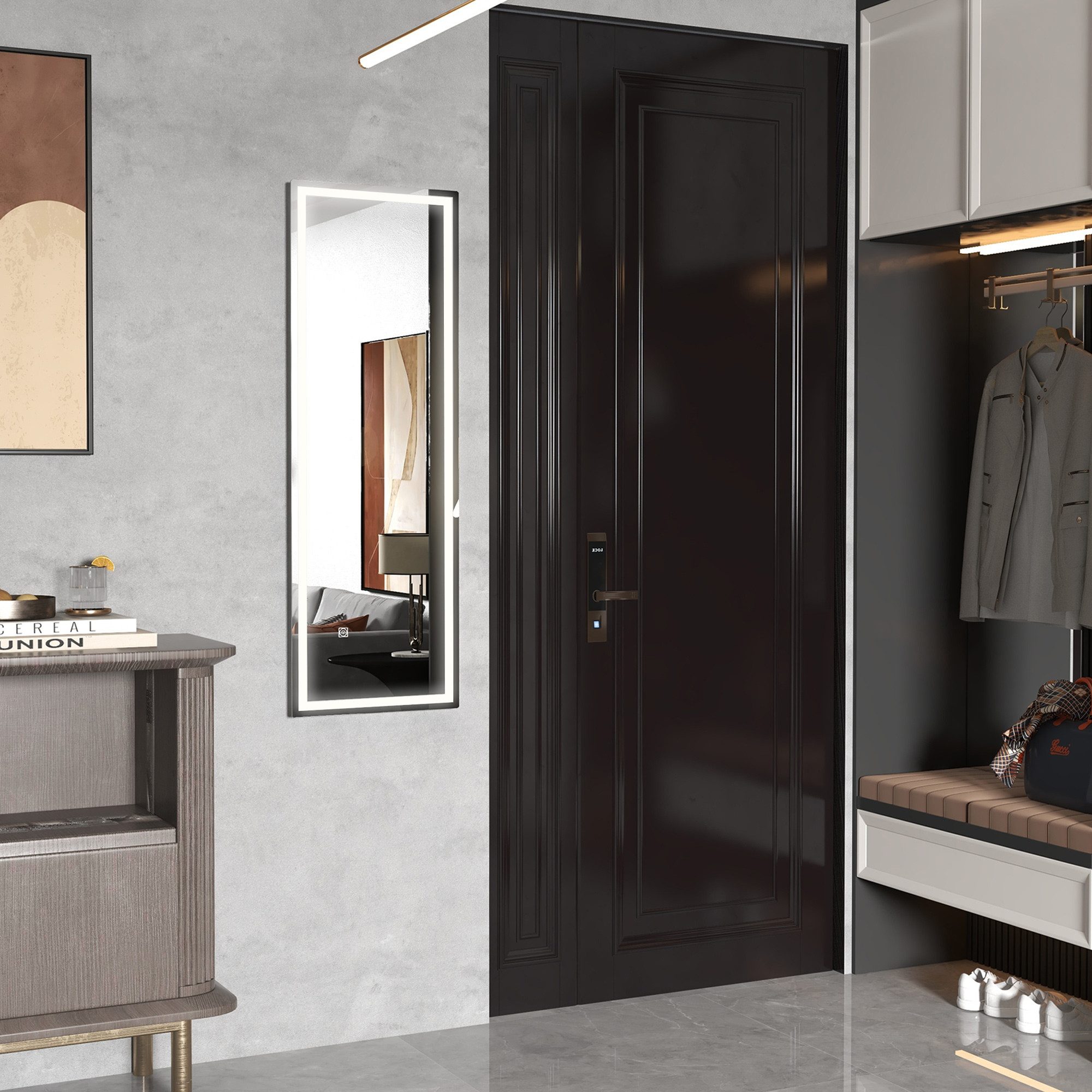 HOMCOM Wandspiegel 120 x 40 cm Ganzkörperspiegel mit LED-Beleuchtung (Hänge günstig online kaufen