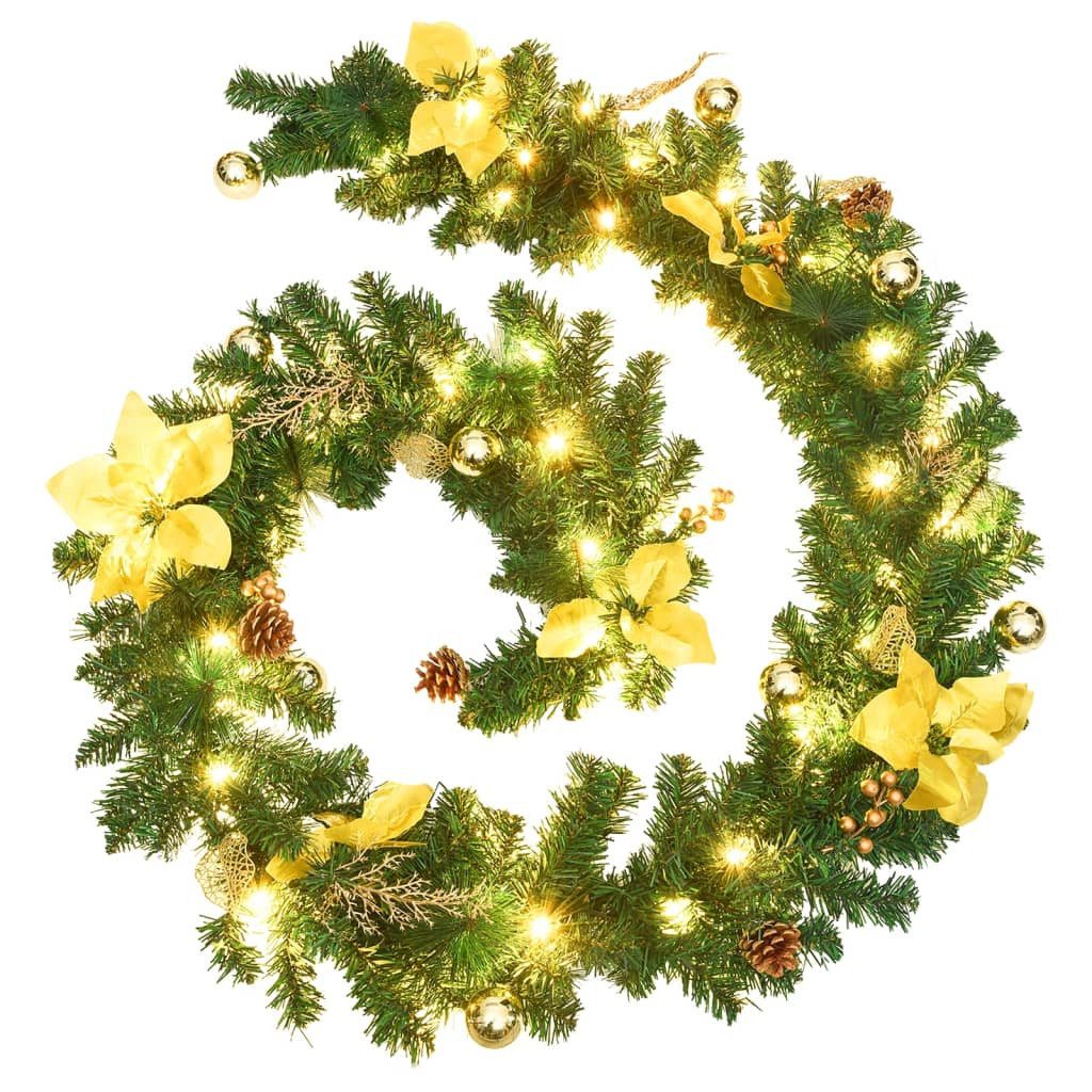 vidaXL Weihnachtsfigur Weihnachtsgirlande mit LED-Lichtern Grün 2,7 m PVC (1 St)