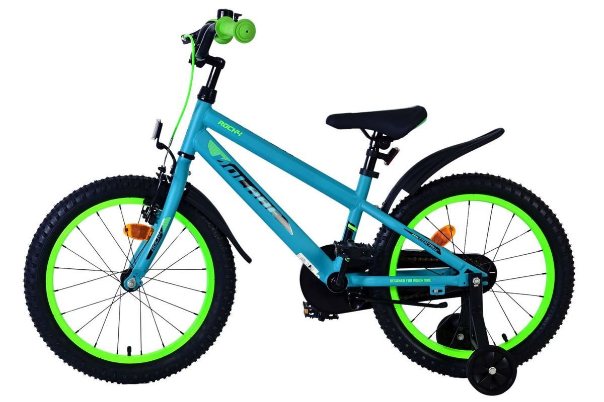 Volare Kinderfahrrad 18 Zoll Kinder Fahrrad Kinderfahrrad MTB Rad Bike Rocky Grün 51852, 1 Gang, Rücktritt, Seitenständer, Schutzbleche, Kettenschutz