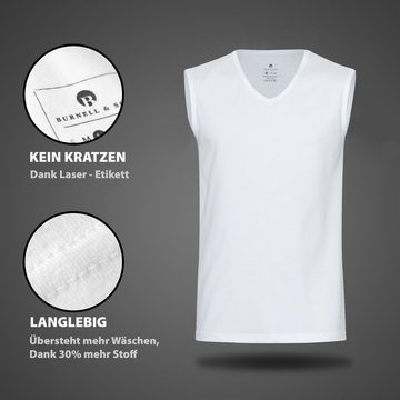 Burnell & Son Unterhemd Ärmellos Tank Top Achselshirt mit V-Ausschnitt für Herren (Packung, Set, Spar-Packung, 4-St., 4er-Pack) Feinripp, extra lang