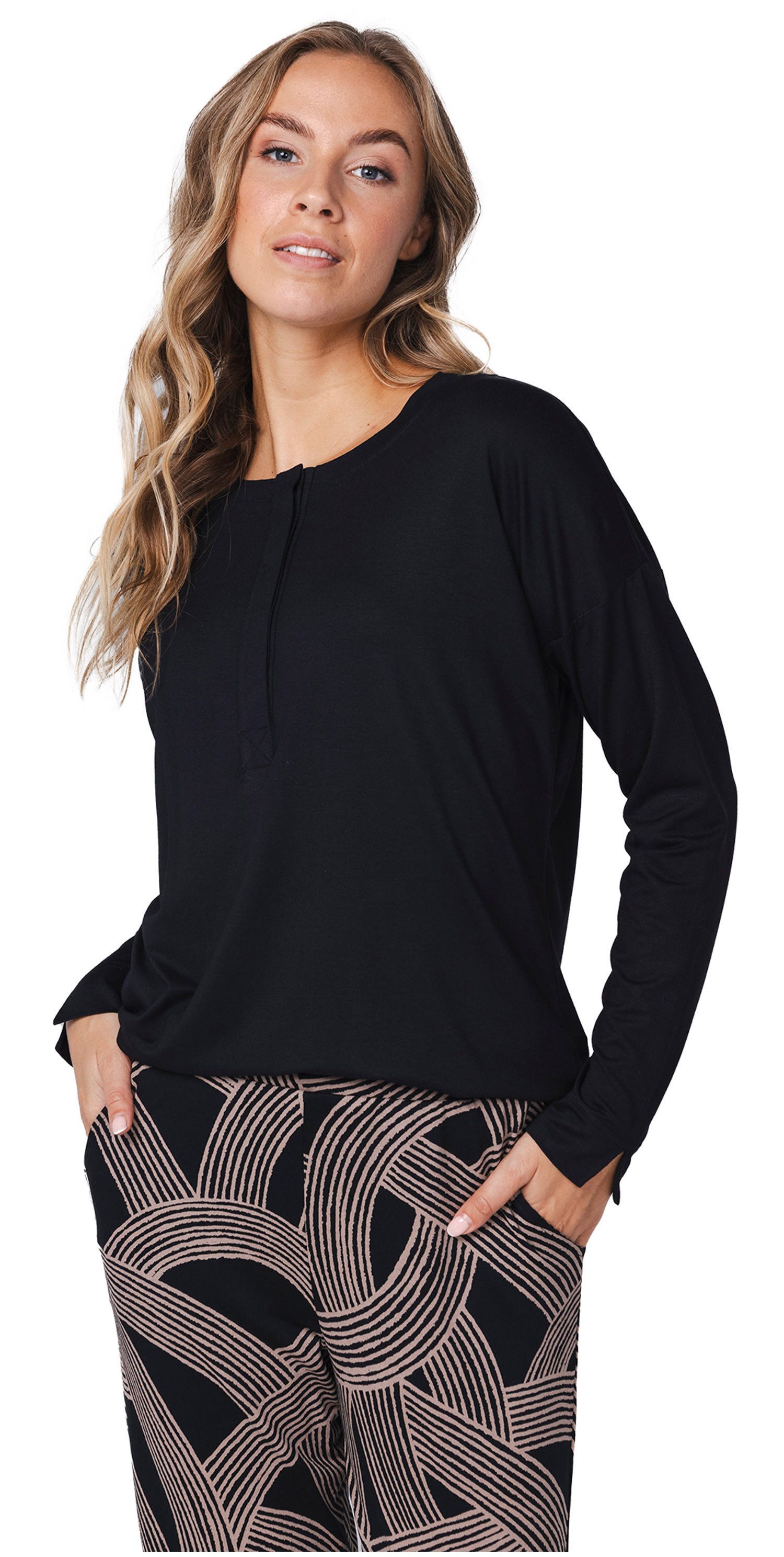 Pastunette Schlafanzug Stylischer Damen Pyjama mit langem Arm (2 tlg) Edles Design – Bild 5 von 5