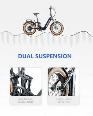 DOTMALL E-Bike CEAYA A20 faltendes Fahrrad 20 Zoll mit 48 V 20 Ah Batterie,7-Gänge