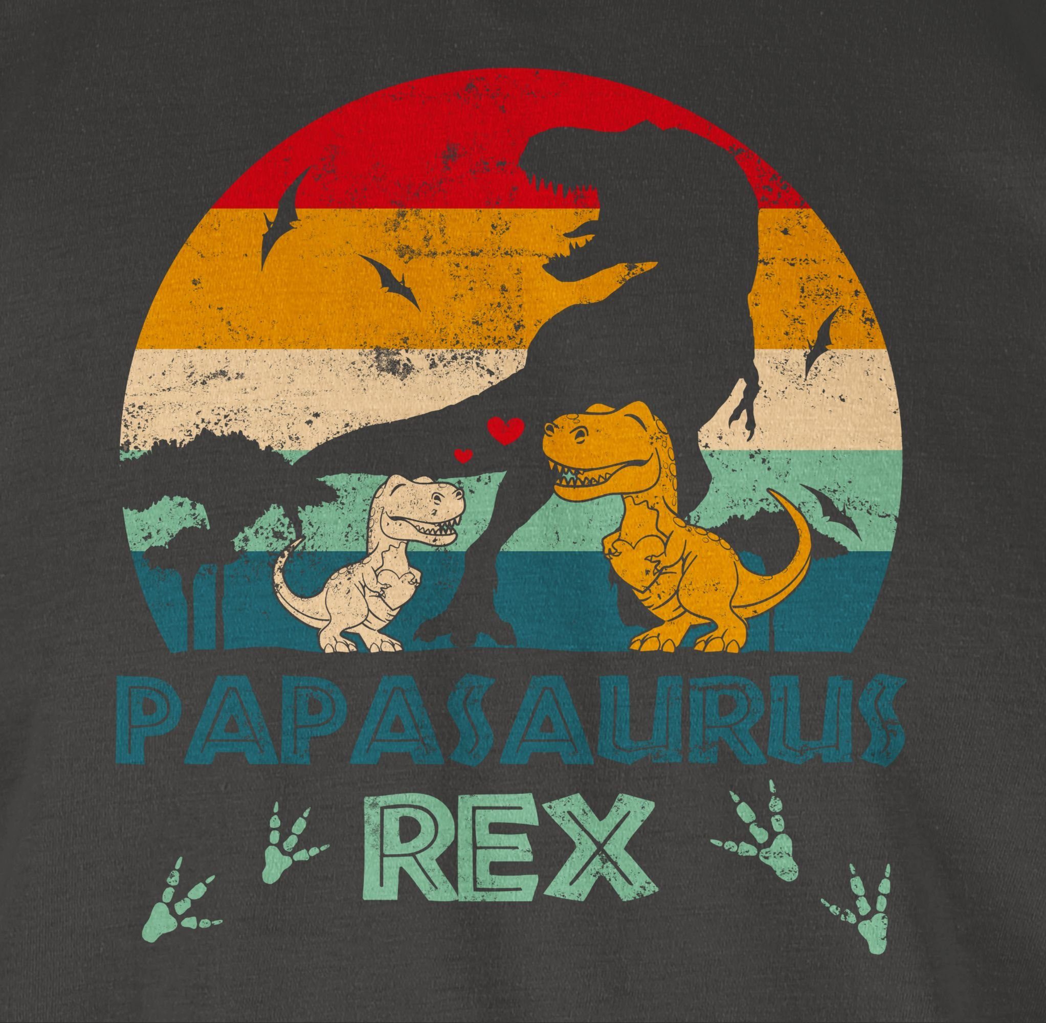 01 - Dino Rex Bester Papi Vatertag Papasaurus Dunkelgrau Geschenk Shirtracer T-Shirt Vater Papa Saurus Geschenk Papa für