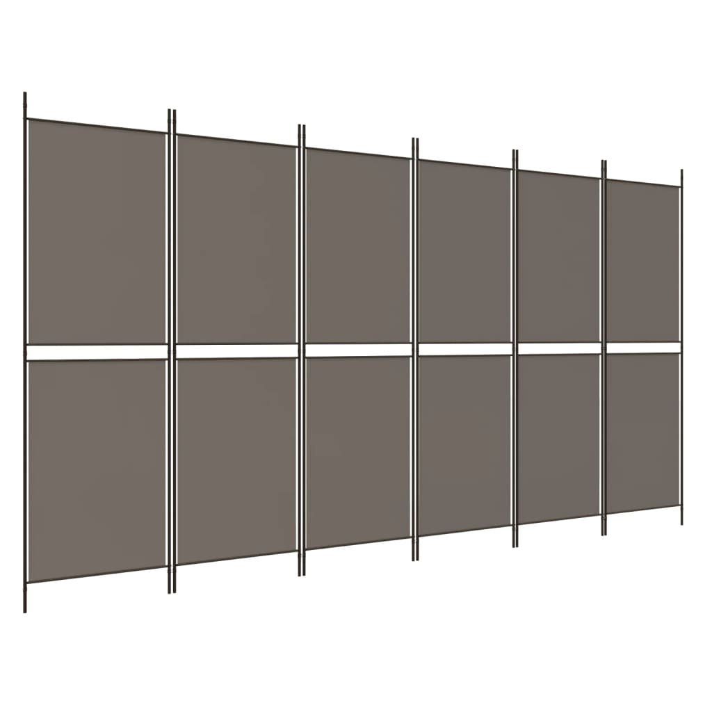 vidaXL Raumteiler 6-tlg. Paravent Anthrazit 300x220 cm Stoff, 1-tlg.