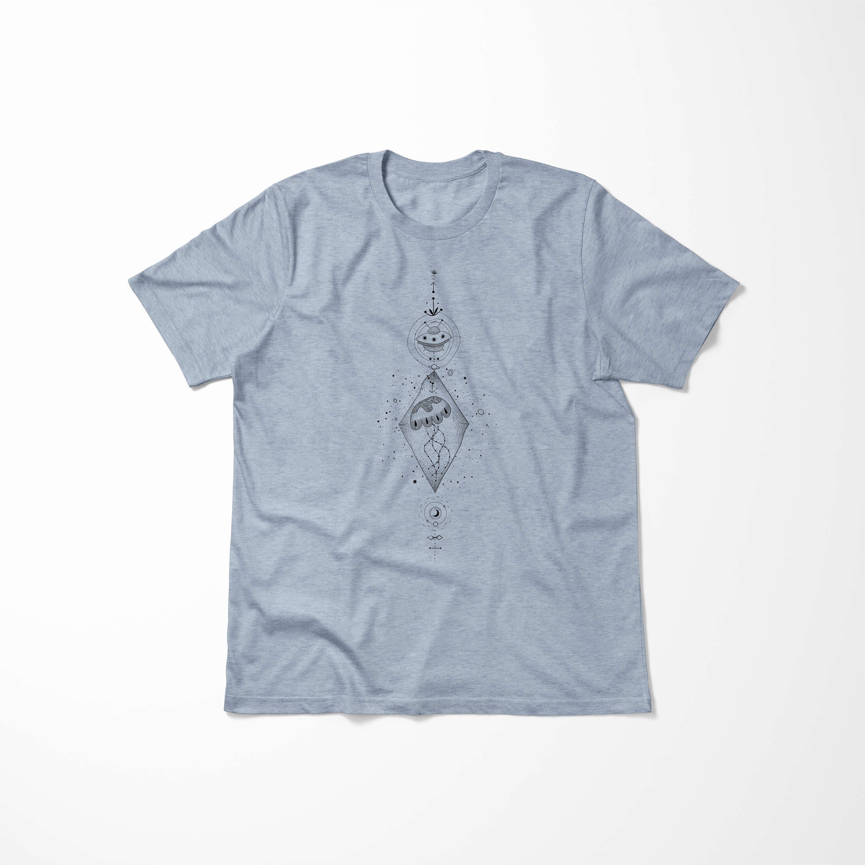 Sinus Art T-Shirt angenehmer T-Shirt Tragekomfort No.0059 Alchemy Symbole Denim Struktur Stonewash Serie Premium feine
