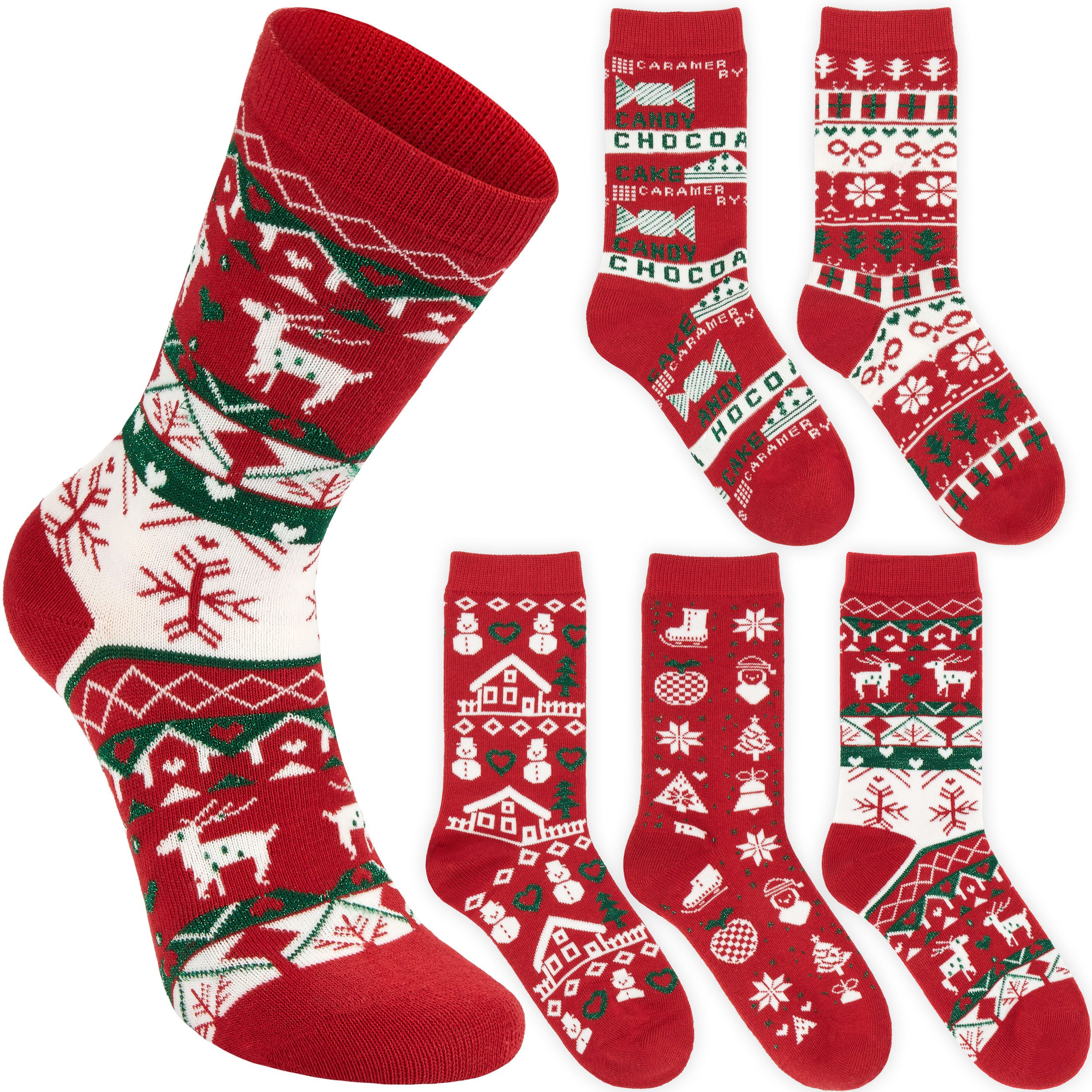 Socken Weihnachtssocken mit Norweger Muster - Winter Socken aus Baumwolle