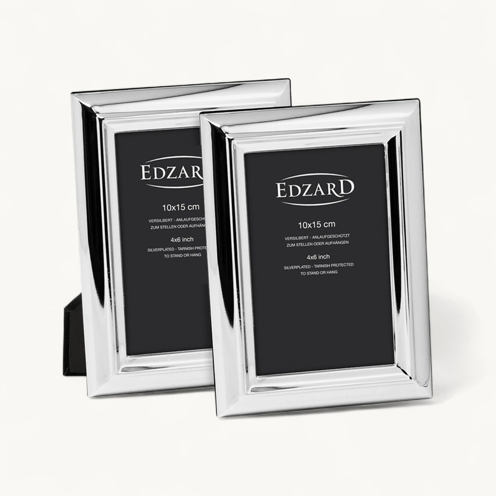 EDZARD Bilderrahmen Florenz 2er-Set (10x15 cm) versilbert und anlaufgeschützt, schwarzer Samtrücken – Bild 4 von 5