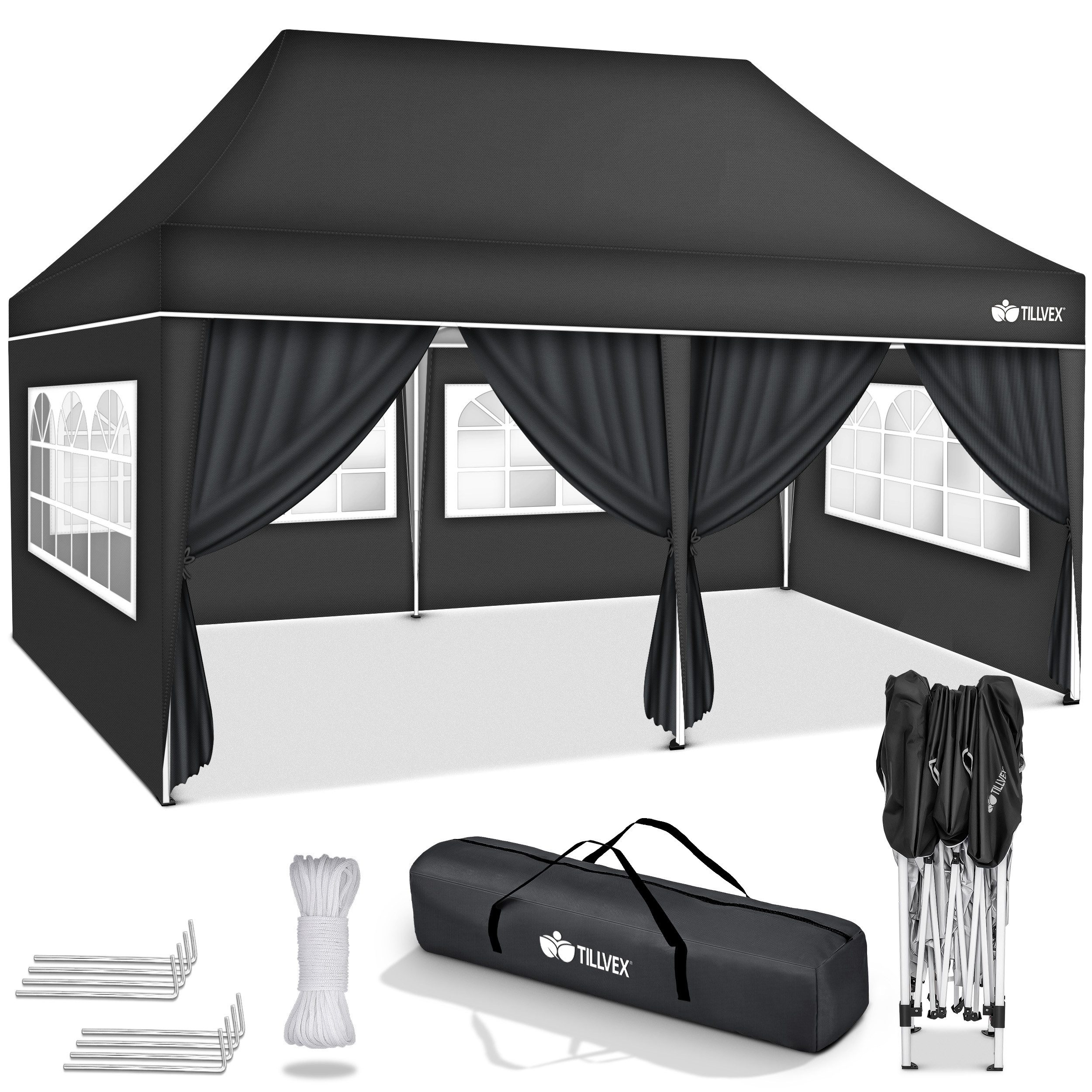 tillvex Partyzelt tillvex® Pavillon 3x6m Wasserdicht Gartenzelt Faltpavillo günstig online kaufen