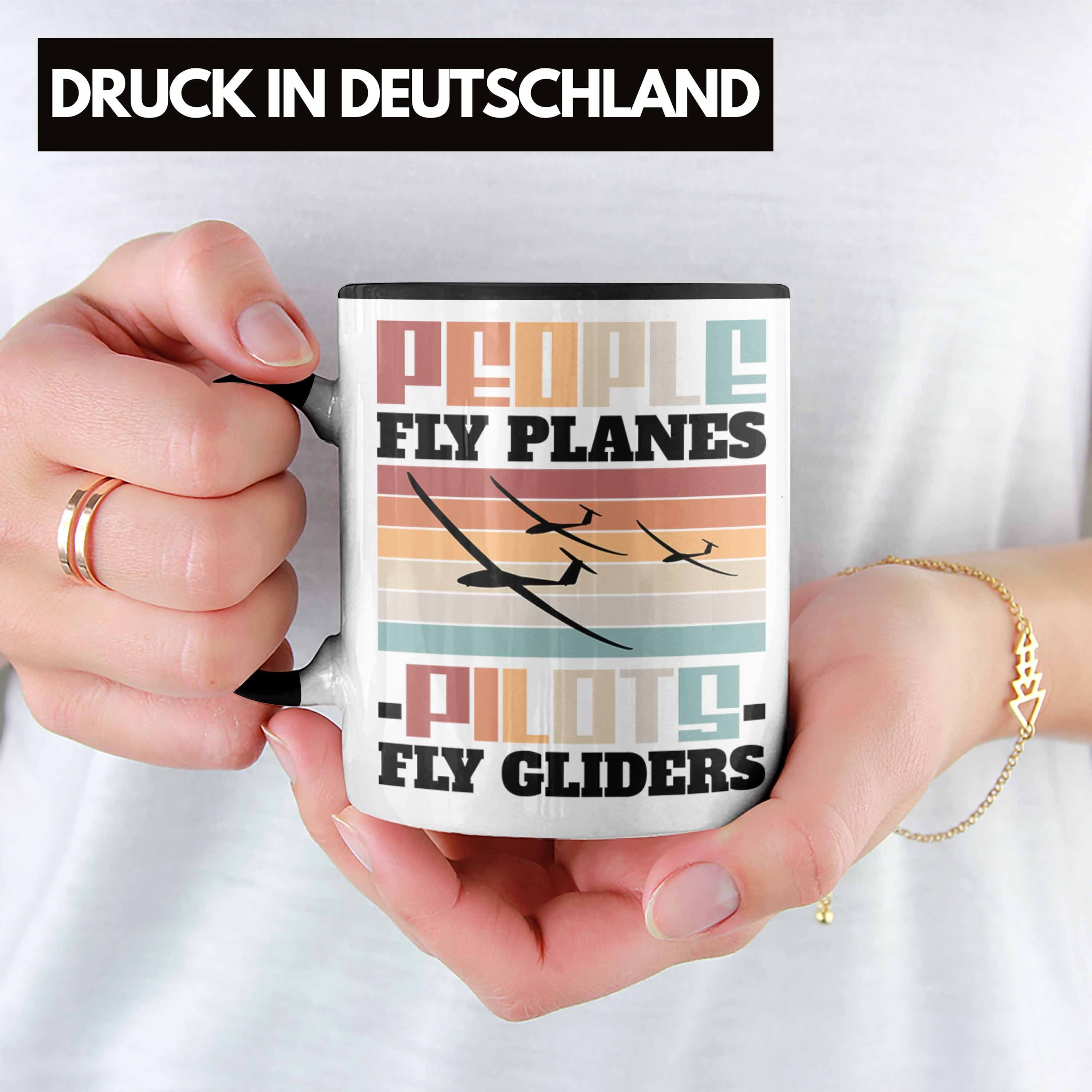 Geschenkidee Schwarz Play Gliders Tasse Segelflugzeug Seg Pilots Segelflieger Spruch Trendation