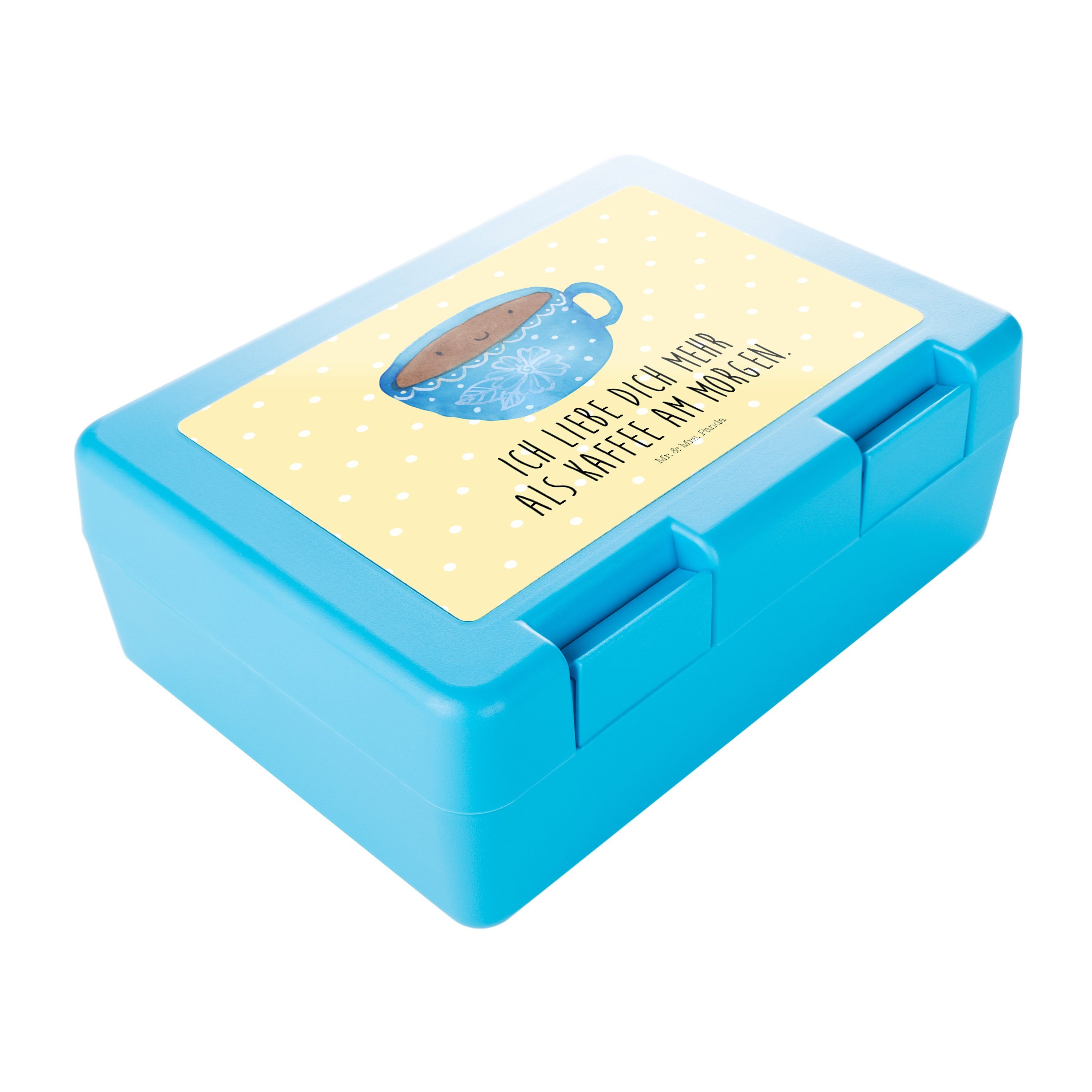 Pastell box, - Brotzeitbox, Premium Tasse Panda Tiere, Mr. Geschenk, & Kunststoff, Butterdose (1-tlg) Mrs. Kaffee - Lunch Gelb