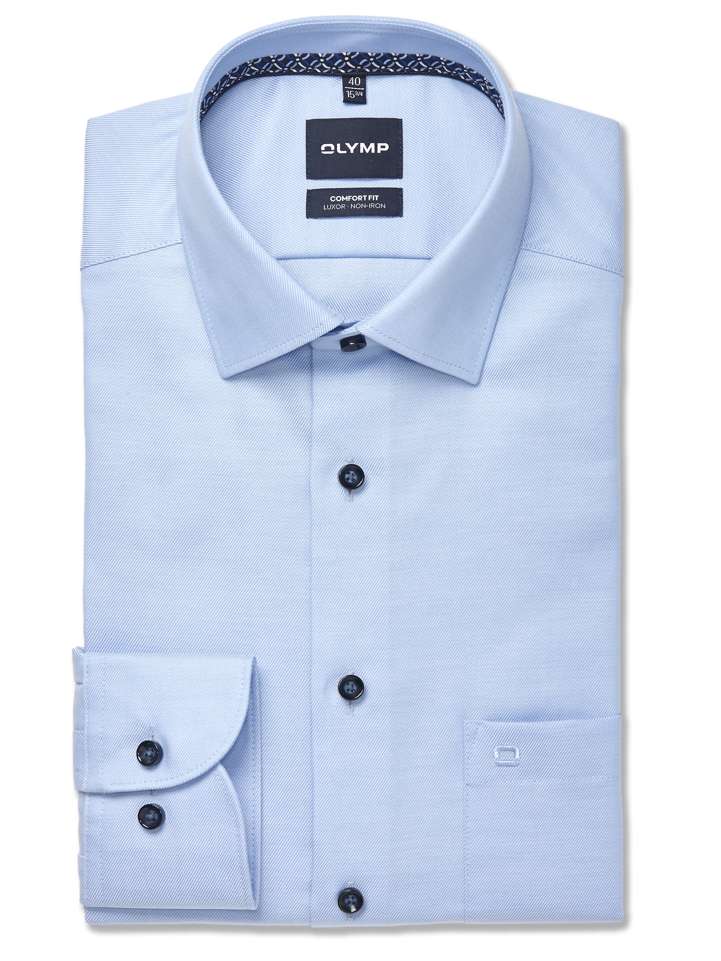 OLYMP Businesshemd Luxor Comfort Fit New-Kentkragen kontrastfarbene Details an Krageninnenseite, comfort fit
