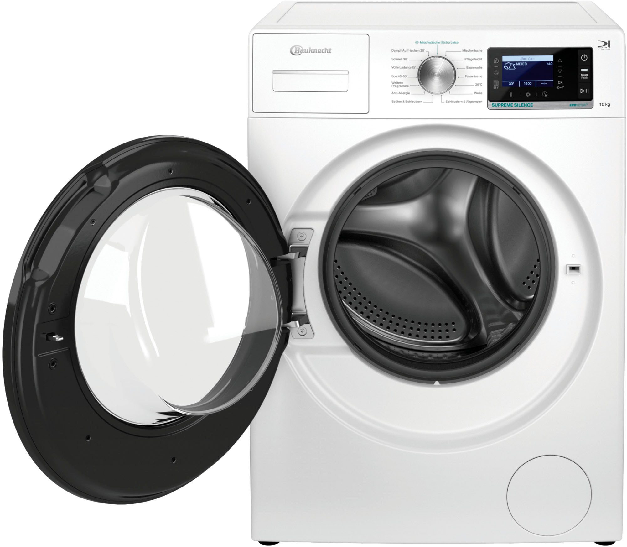 BAUKNECHT Waschmaschine B6R 08E SILENCE DE, 10 kg, 1400 U/min, Supreme Silence & 10 kg: GentlePower & 65 dB für die gesamte Familie