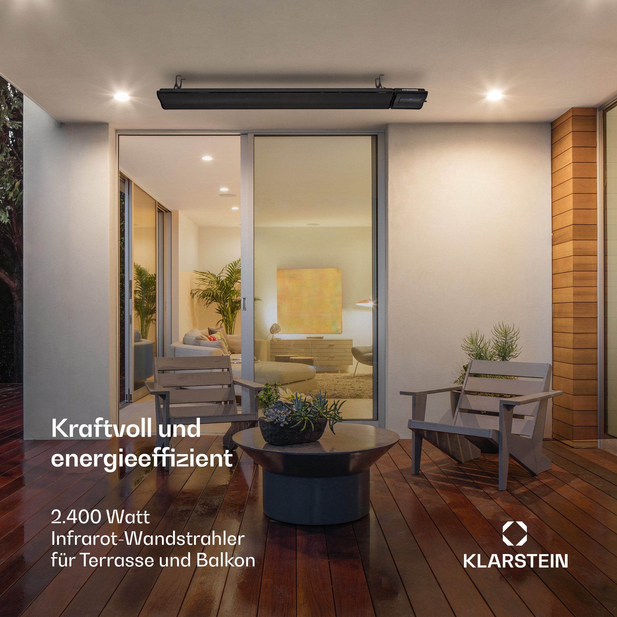 blumfeldt Heizstrahler Cosmic Beam Plus Infrarot-Heizstrahler 2400W IP44 Fernbedienung, Infrarot Heizstrahler Terrasse Wand Terrassenheizstrahler IR Strahler