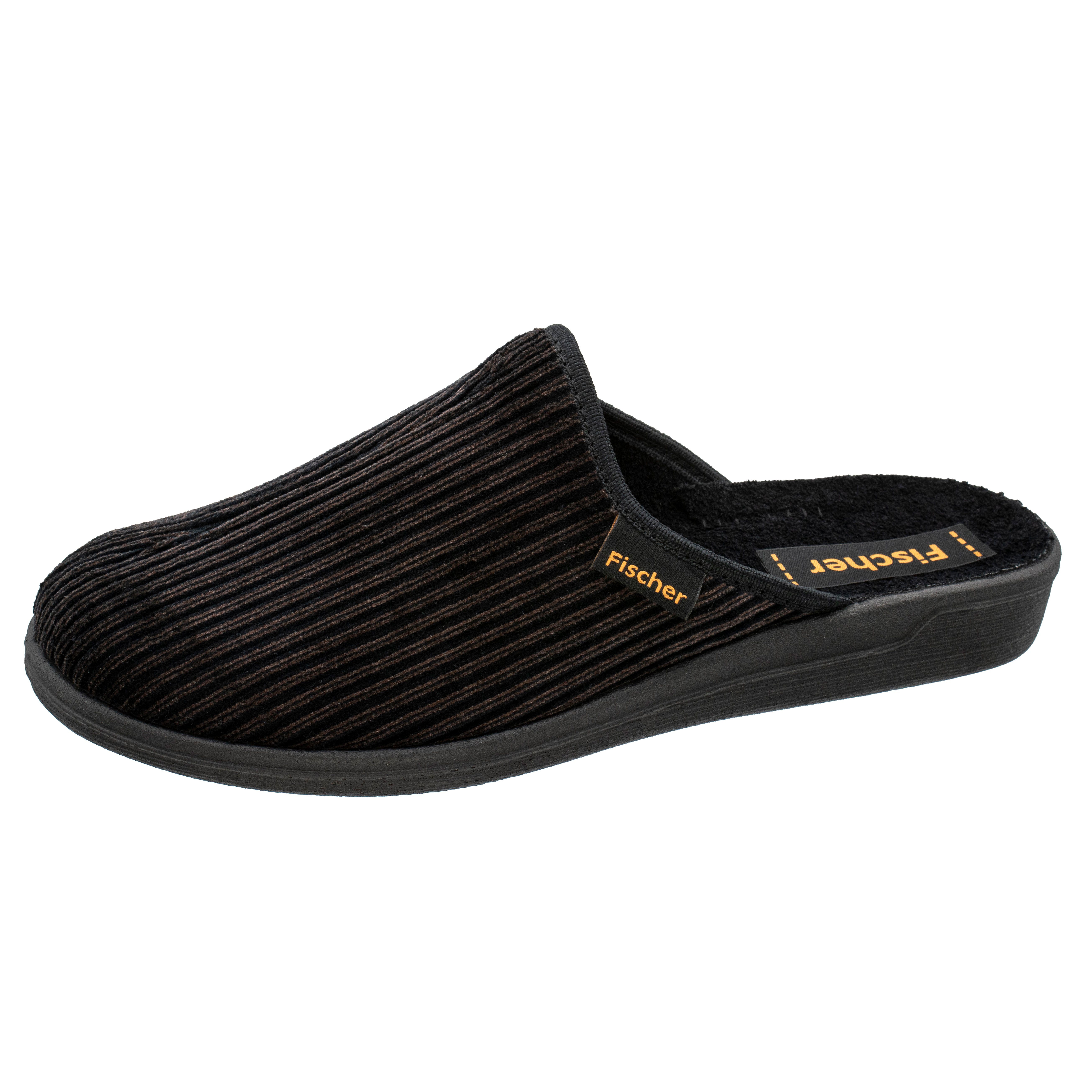 Fischer-Markenschuh Frank Pantoffel Streifencord, Moltonfutter