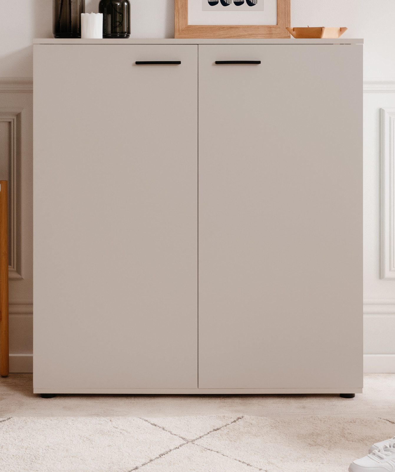 Furn.Design Schuhschrank Logu (Kommode in Samt, ausklappbar, 100 x 110 cm) bis zu 24 Paar Schuhe
