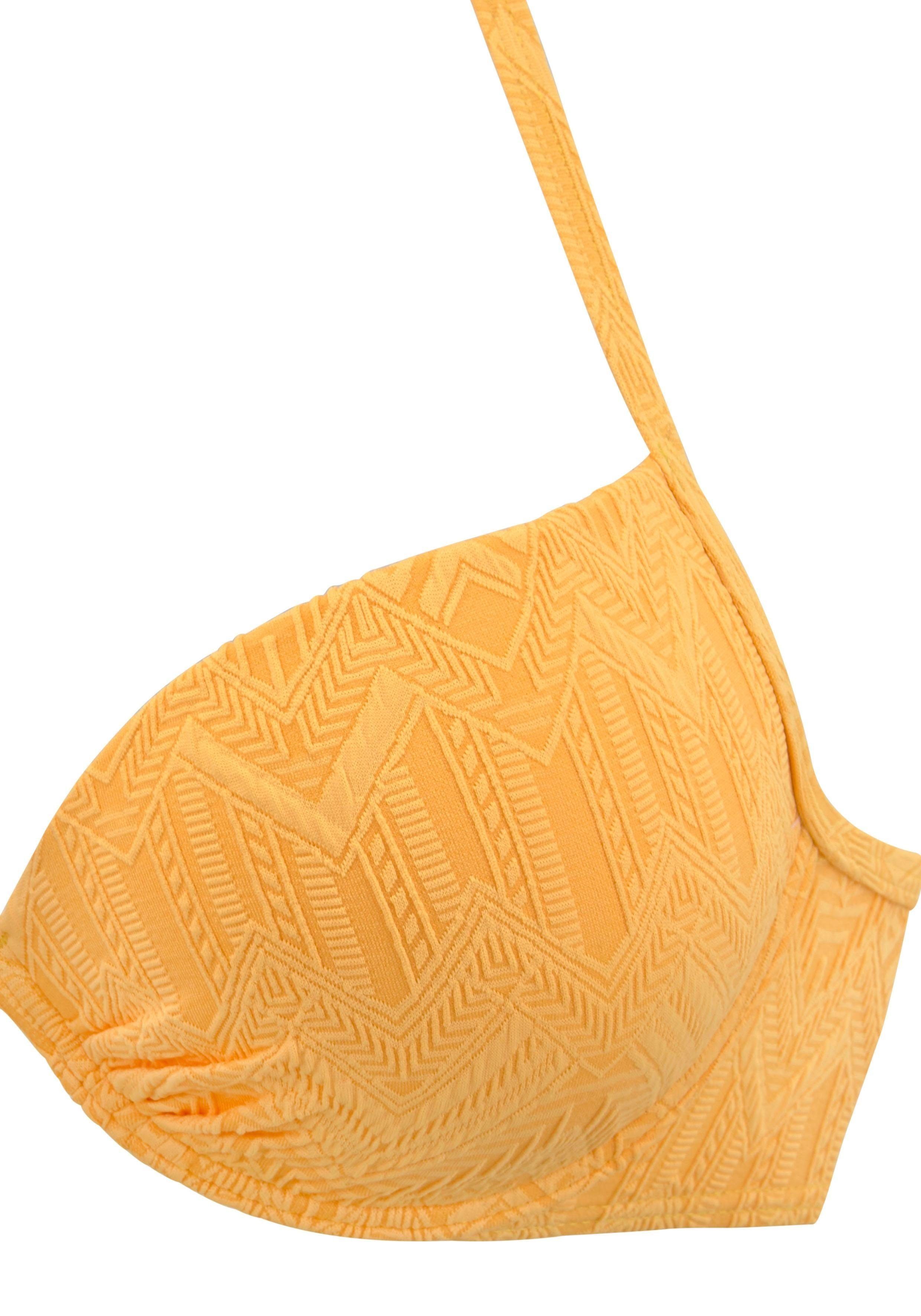 modischer Struktur Push-Up-Bikini mit gelb Buffalo