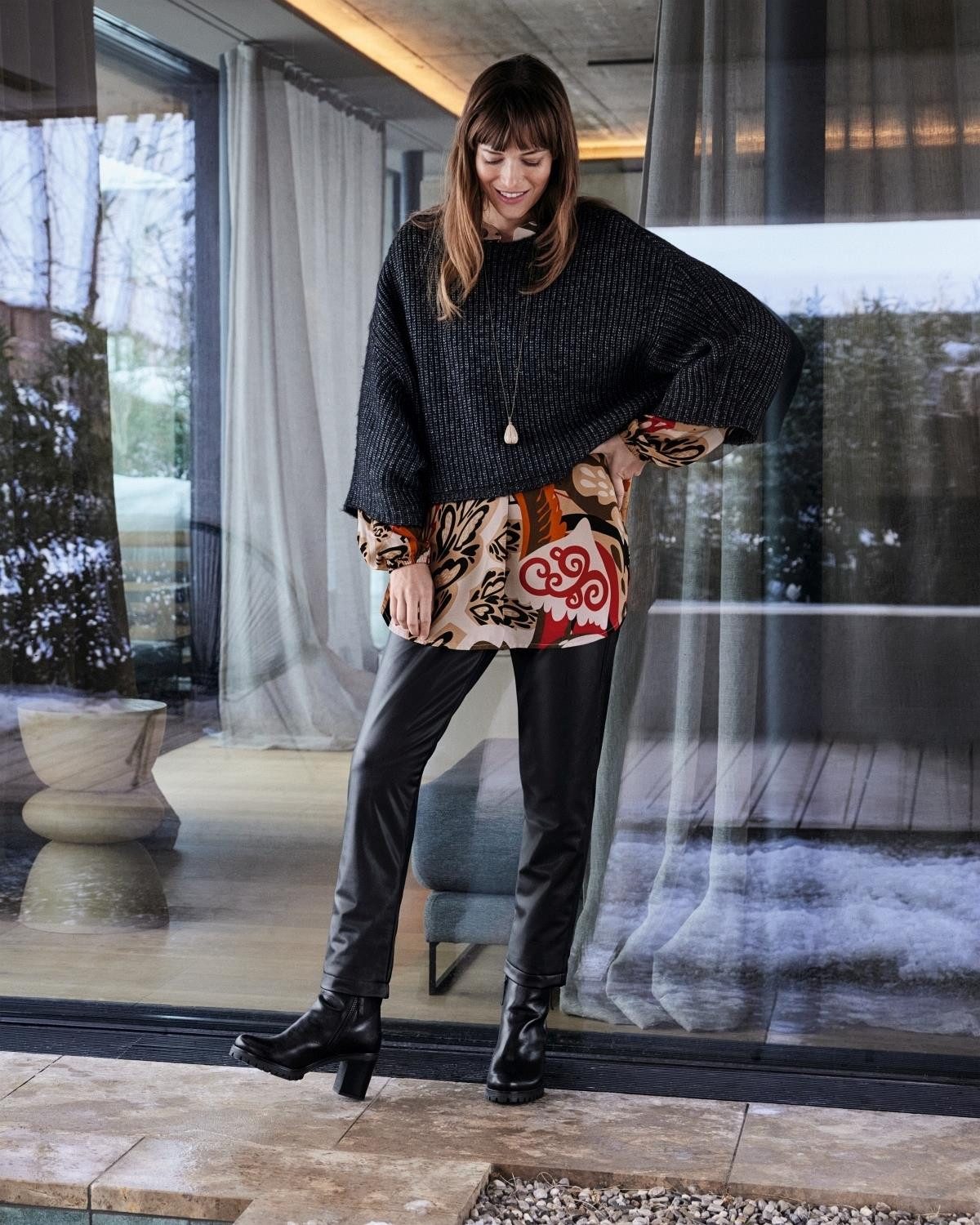 Hajo Stoffhose Fake Leather Hose günstig online kaufen