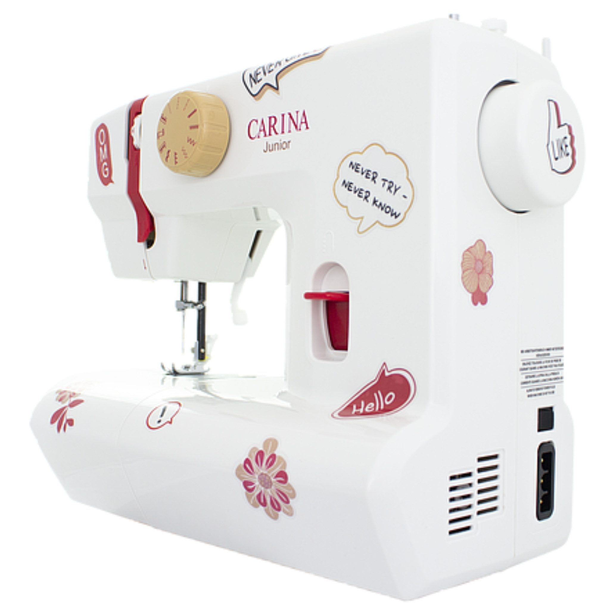 Carina Nähmaschine JUNIOR, Kinder Nähmaschine, 9 Programme, Fadenabschneider, umfangreiches Zubehör