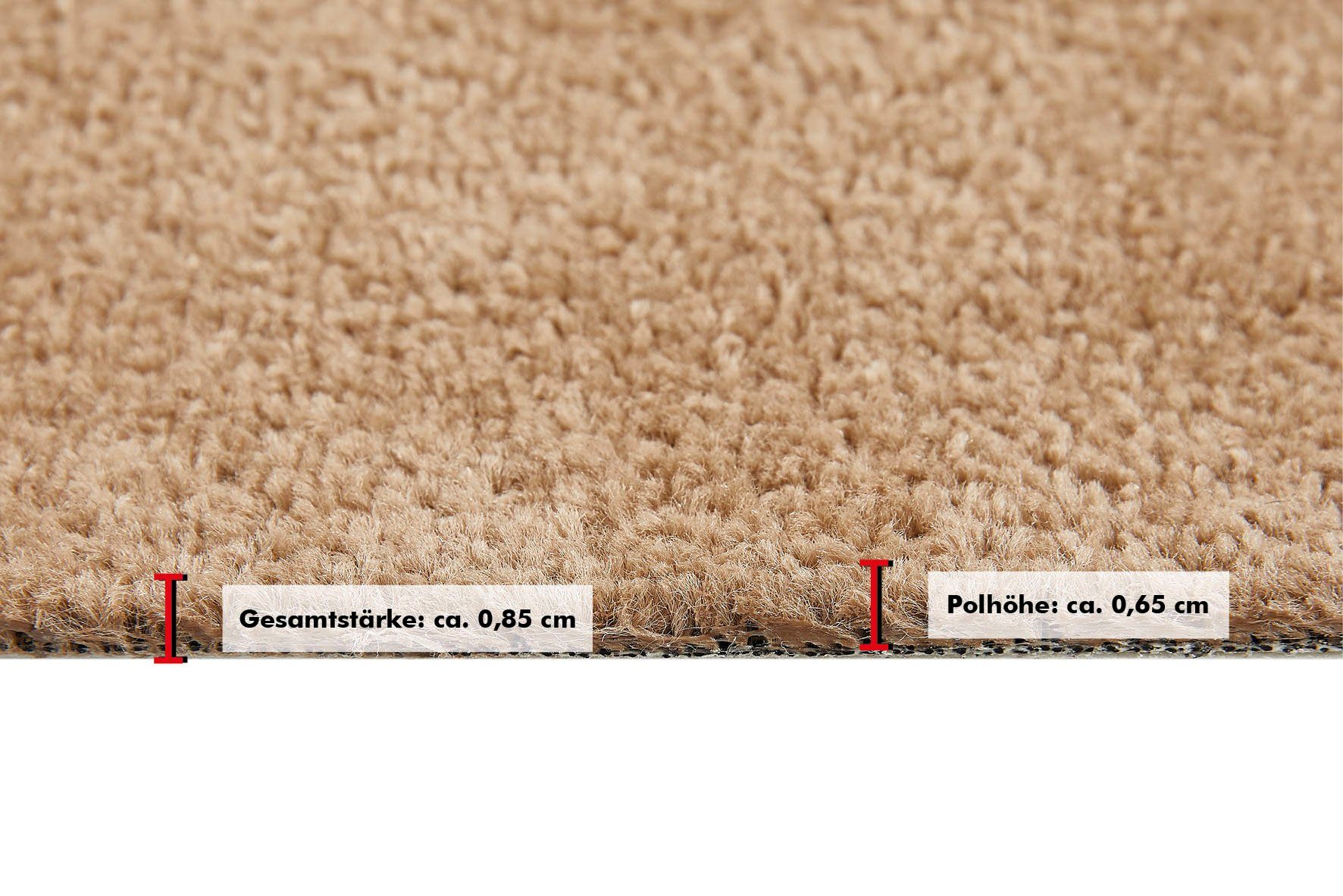 Coupon rechteckig, Höhe: Ines, Andiamo, Kräuselvelours mm, Teppichboden Farben, strapazierfähig cappuccino & 8,5 Breite cm, 400 pflegeleicht Uni