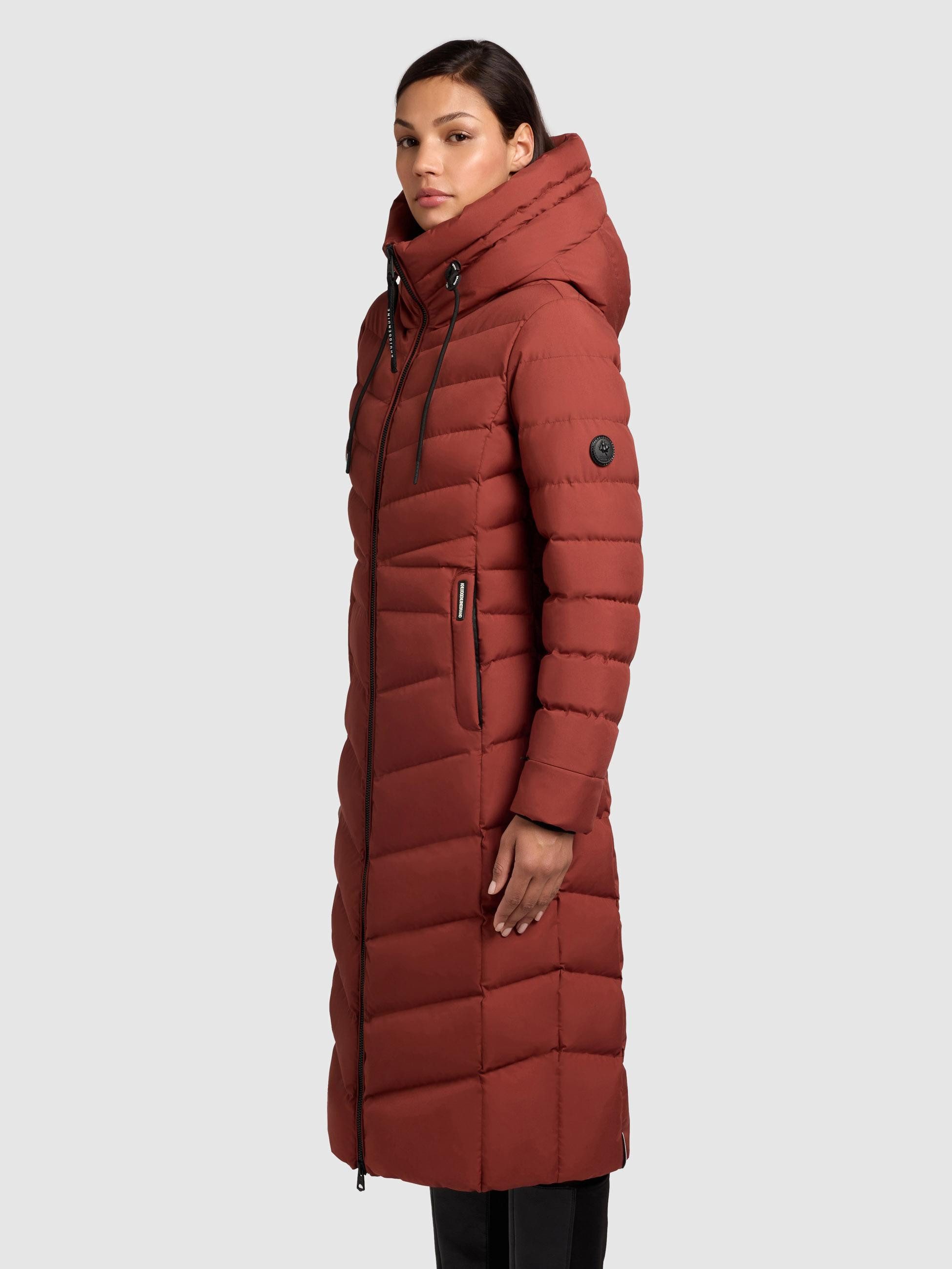 khujo Steppmantel Ingram4-YM Langer Damen Winterpmantel mit hohem Kragen und Kapuze