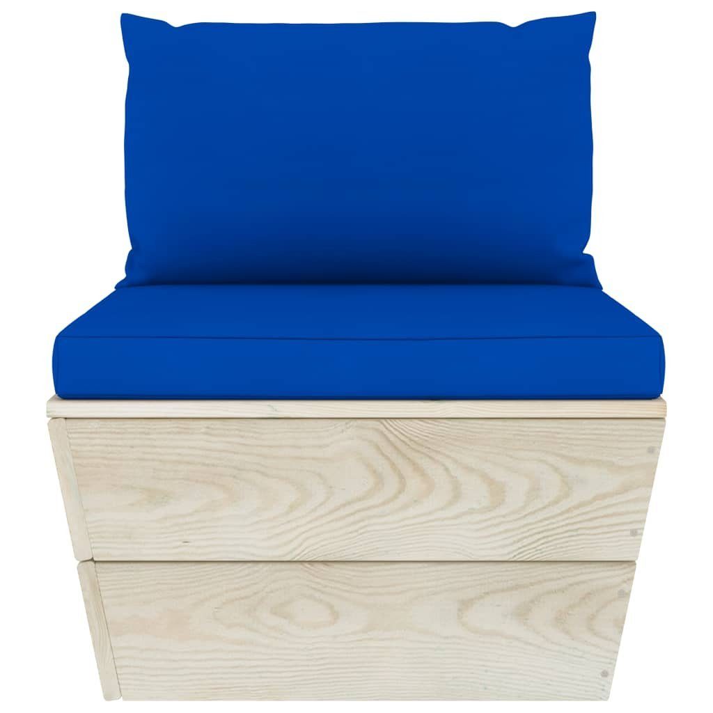 Fichtenholz, Teile Imprägniertes 1 Blau Kissen mit vidaXL Garten-Paletten-Mittelsofa Loungesofa