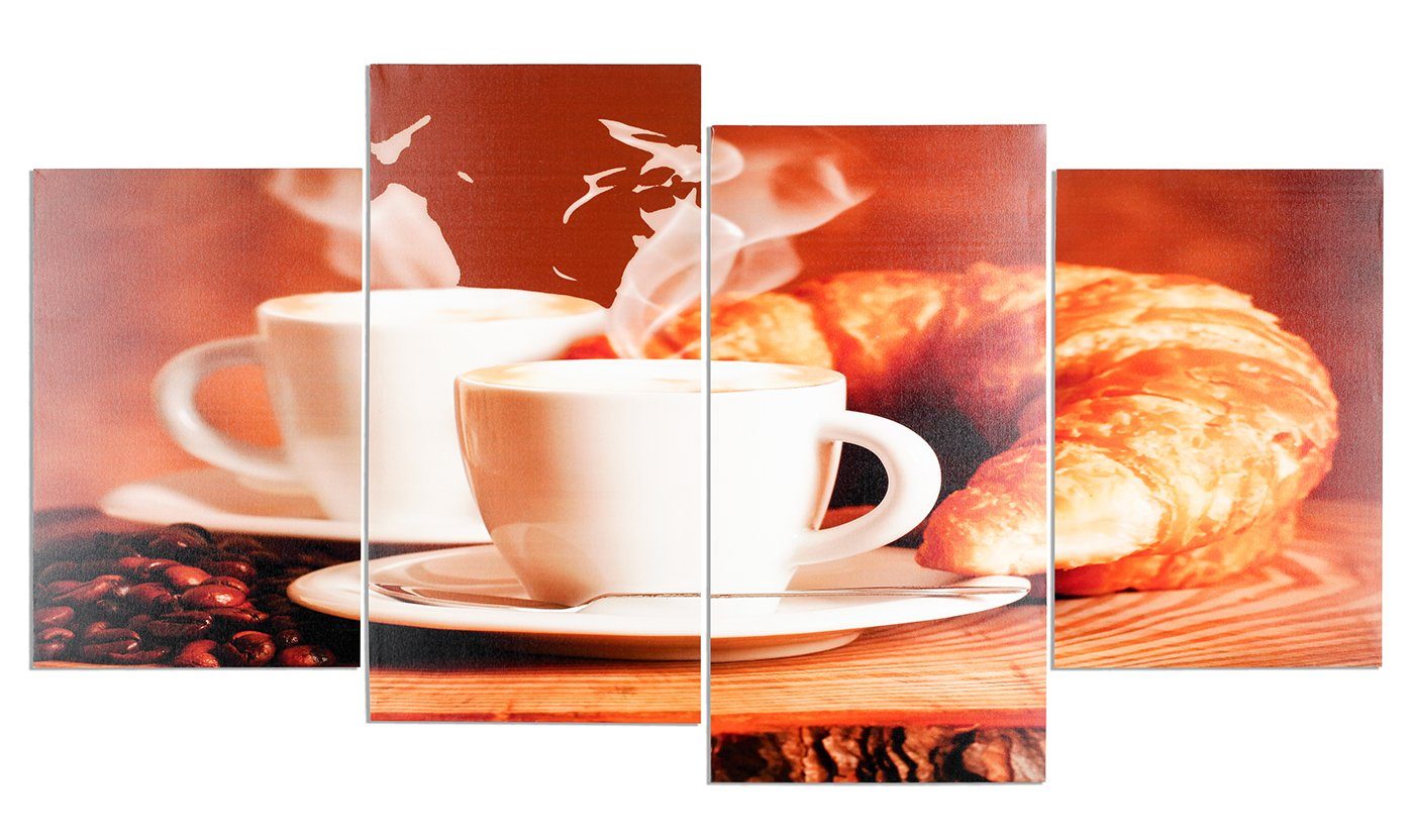 Levandeo® Leinwandbild, Wandbild 4 teilig Kaffee günstig online kaufen