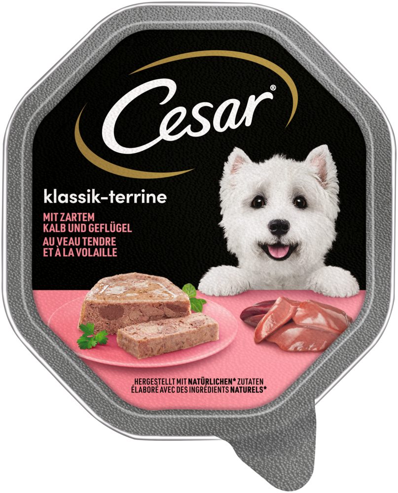 Cesar CESAR® Schale Klassik-Terrine mit Kalb und Geflügel 150g, Nassfutter für: Hund